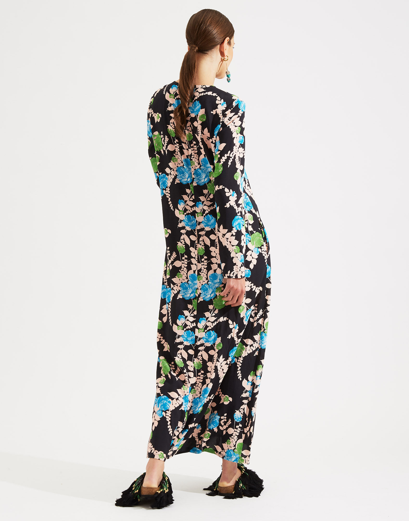 LaDoubleJ Long Sleeves Swing Dress Winter Rose Nero DRE0184VIS001WTR0003