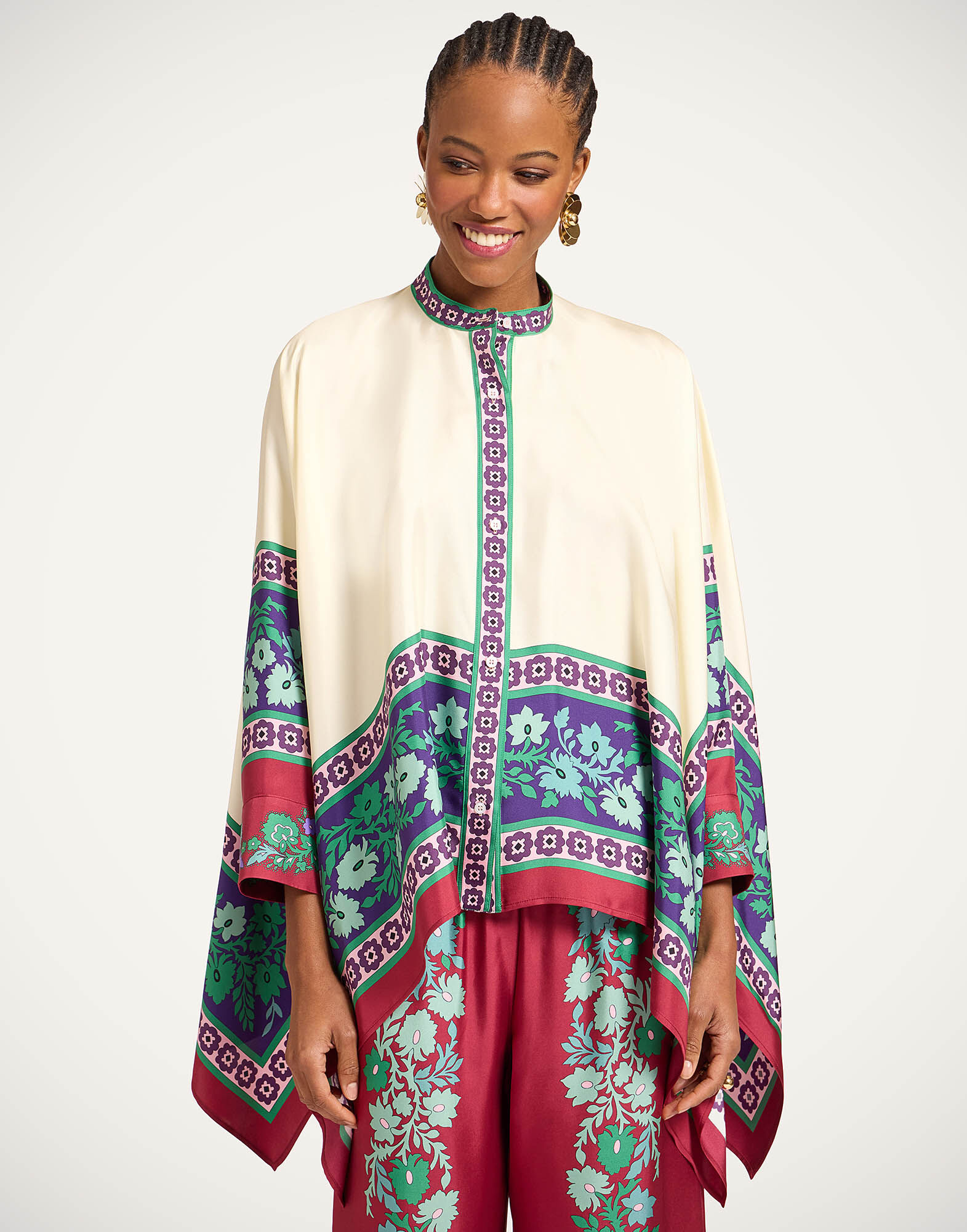 La DoubleJ Foulard Shirt Regalia Plac&eacute;e Red SHI0059SIL006REG02RE01