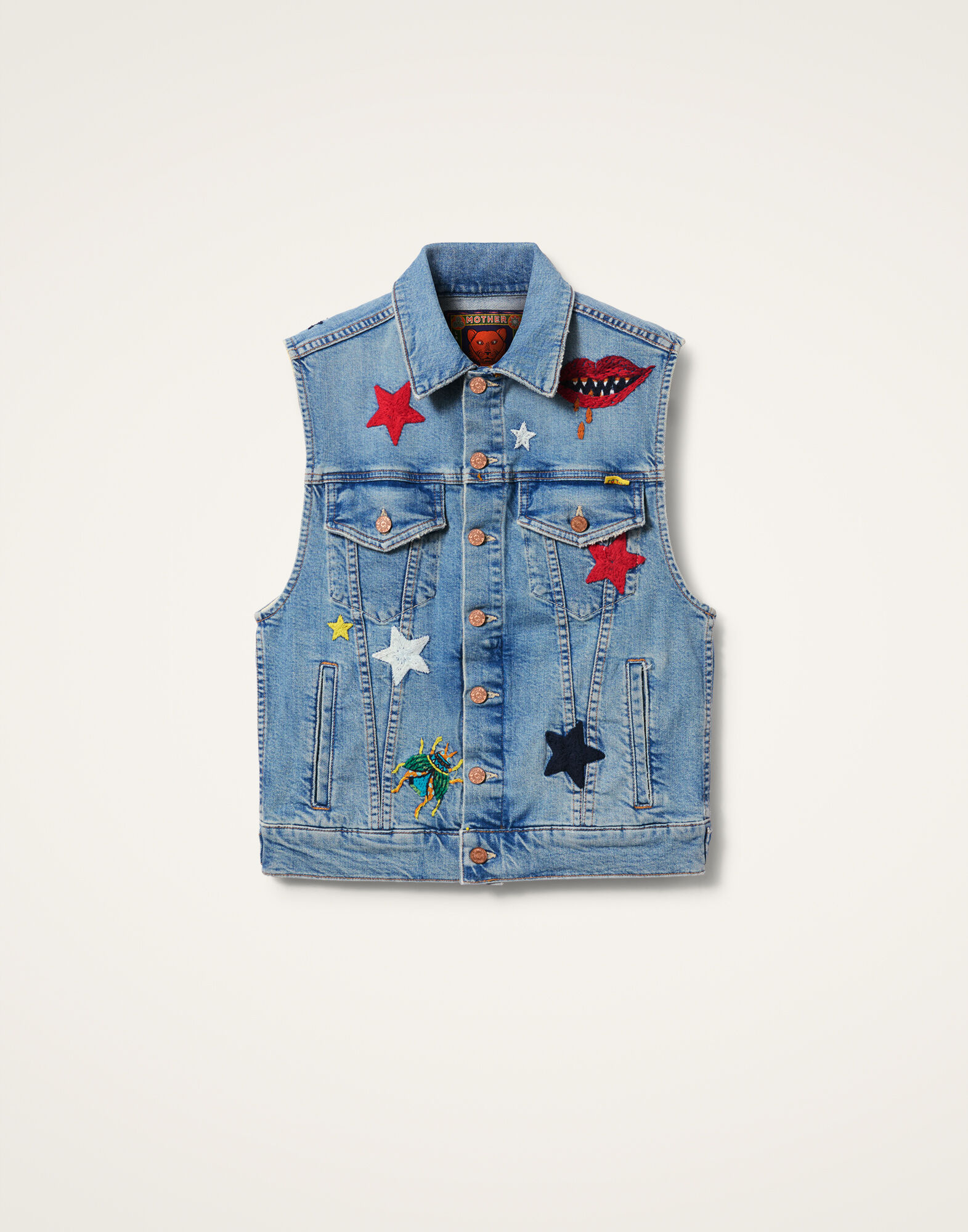 La DoubleJ The Clean Armhole Drifter Vest Star Of The Show Blue JAC0139DEN011STA03BU03