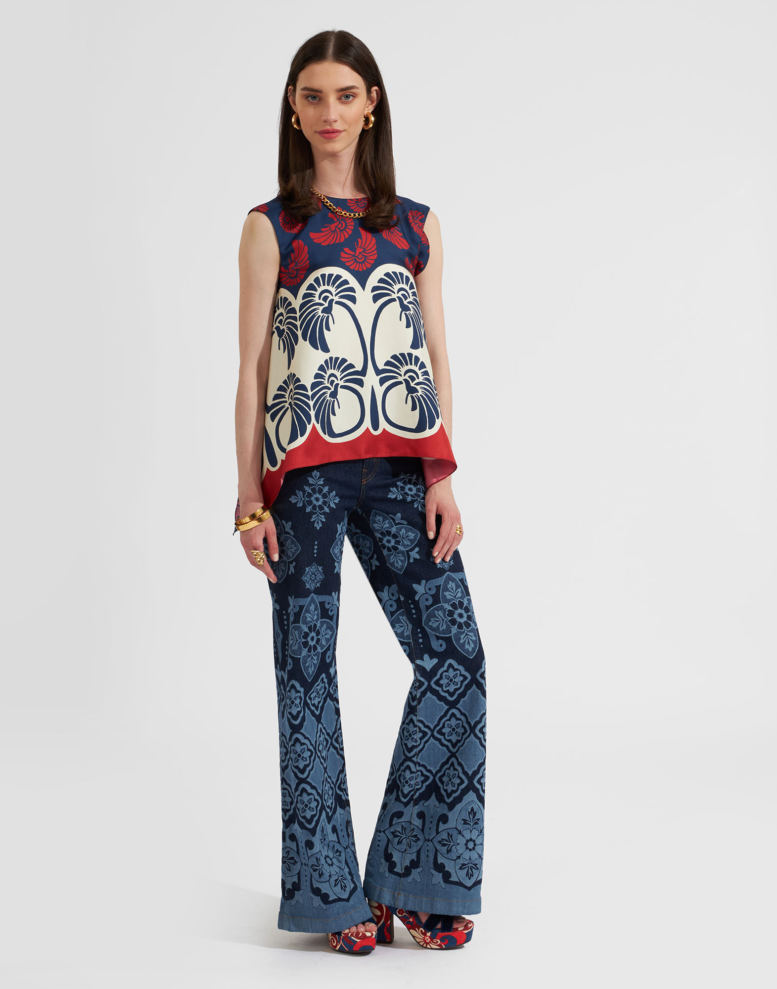 La DoubleJ San Carlo Top Palmetto Plac&eacute;e TOP0092SIL001PIG01BU06