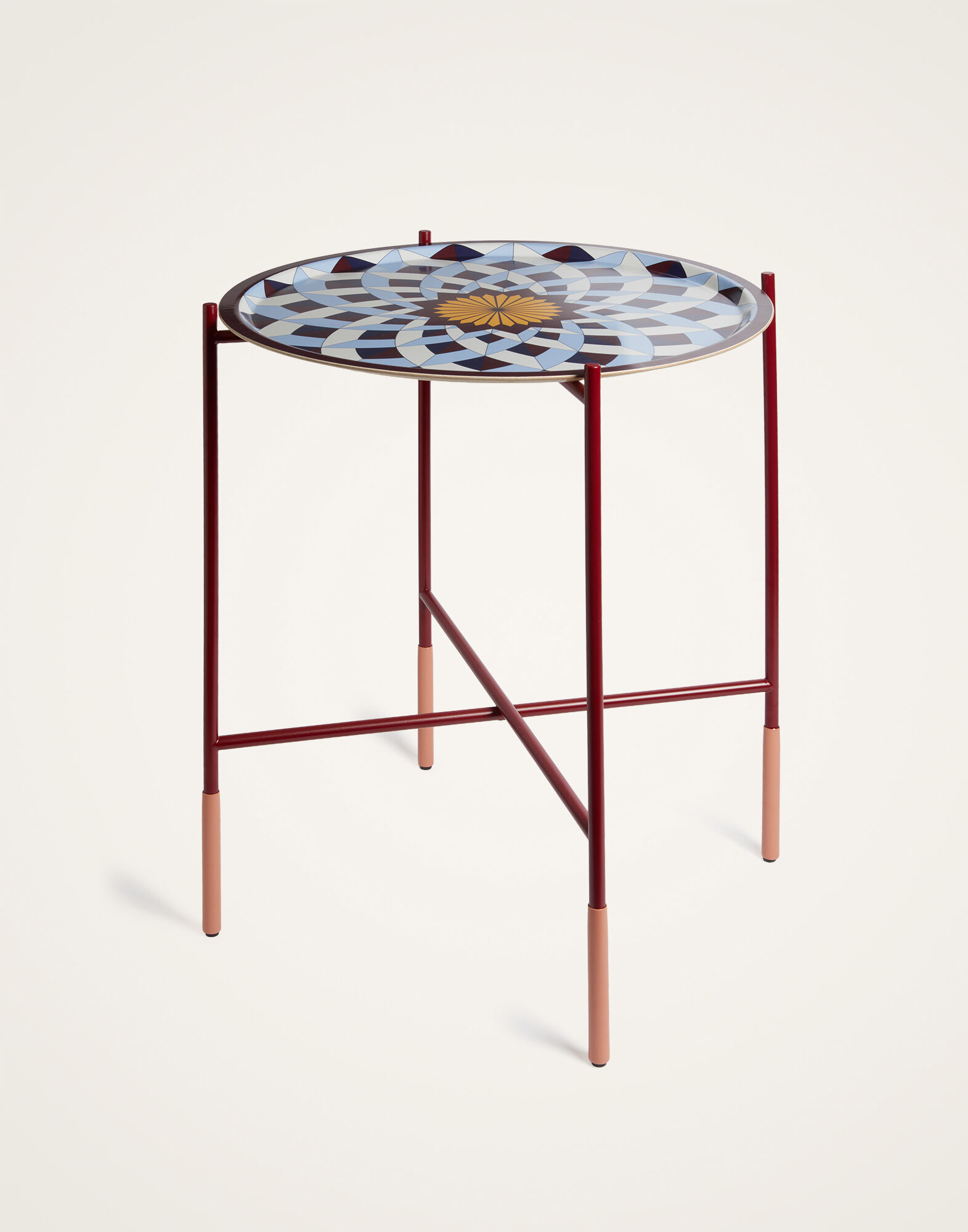 La DoubleJ Large Round Printed Tray Lotus Of Life Blue TRA0006WOD001LOL01BU03