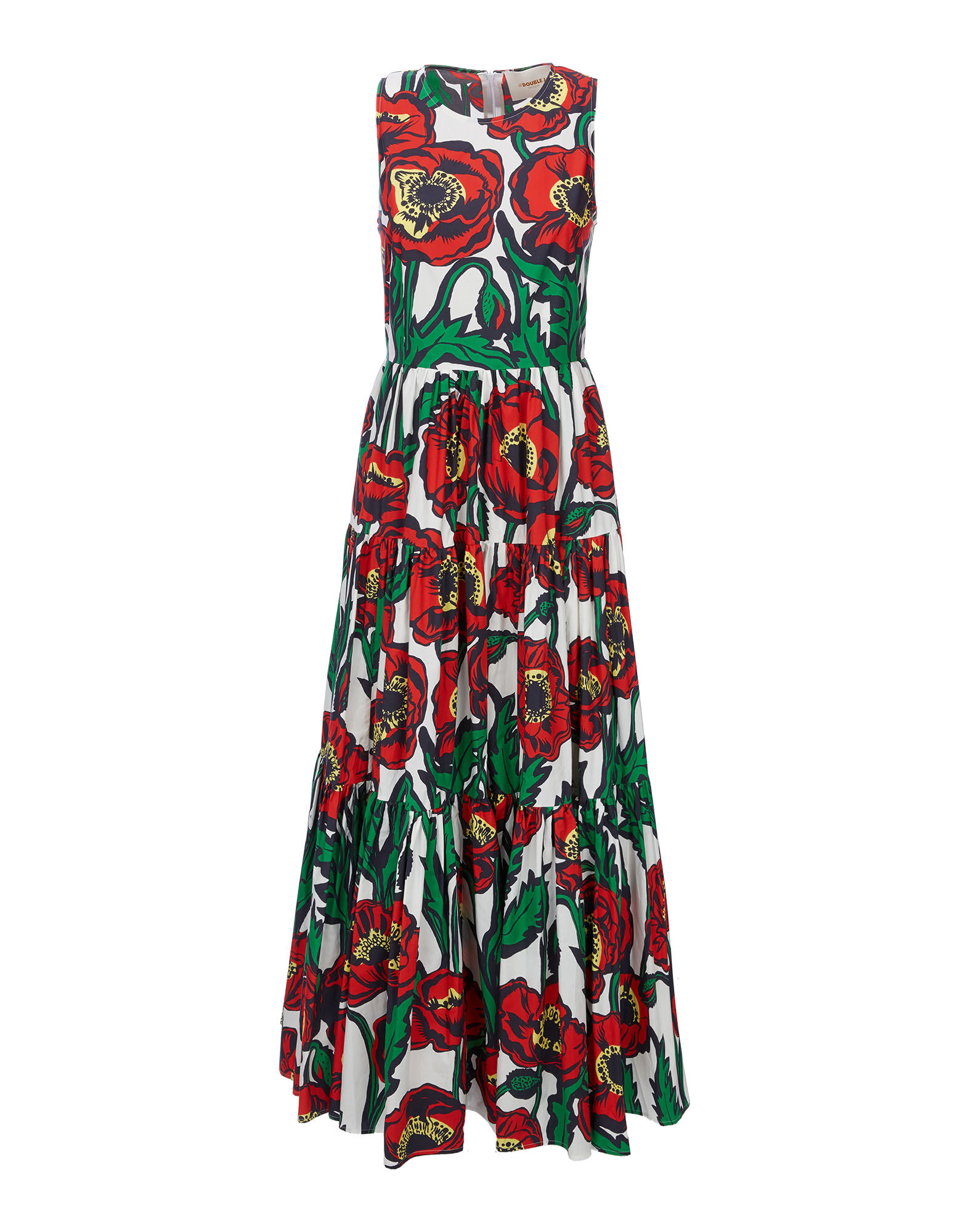 LaDoubleJ Sleeveless Big Dress Big Blooms Bianco DRE0185COT001PFI0003