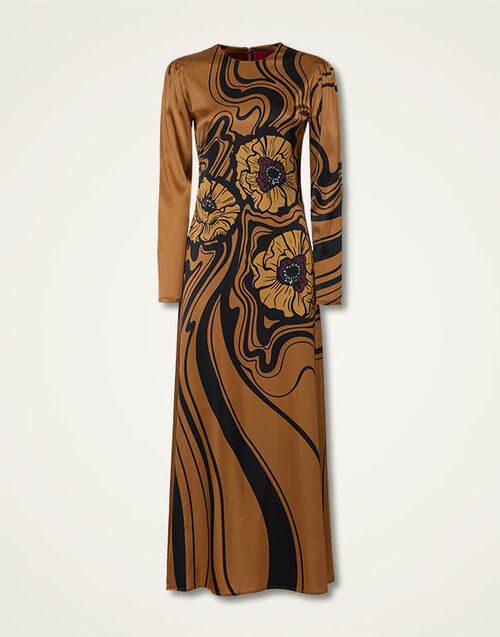 La DoubleJ Clingy Swing Big Blooms Plac&eacute;e Brown DRE0762VIS023PFI06BR02