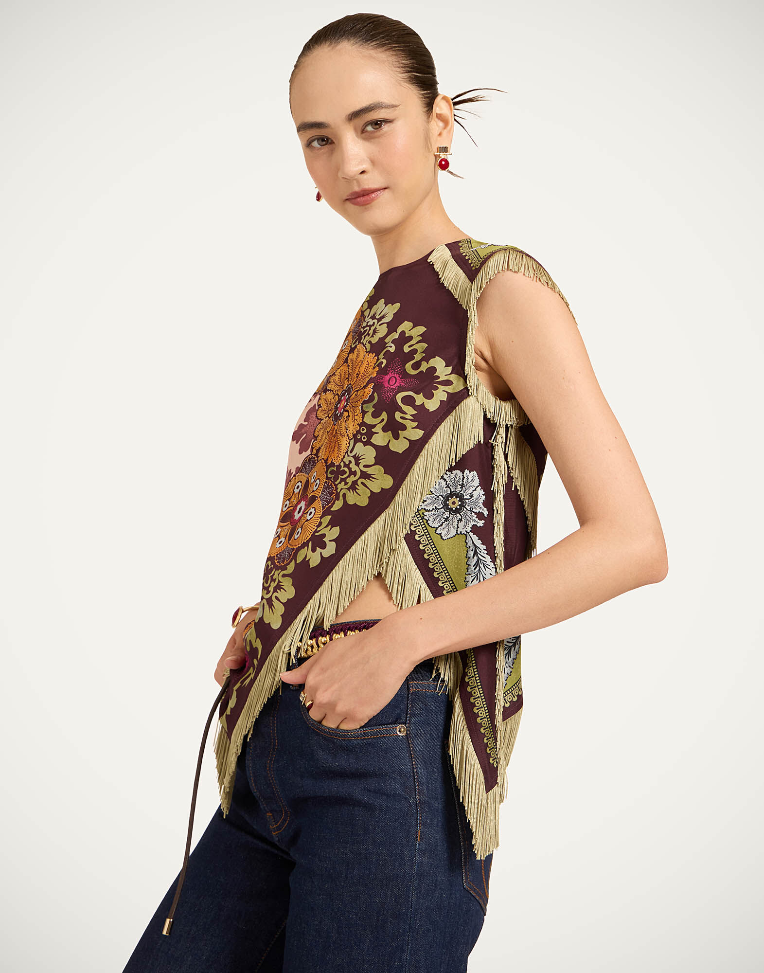 La DoubleJ Scarf Top Bounty Plac&eacute;e Burgundy TOP0160SIL009BOU01RE07