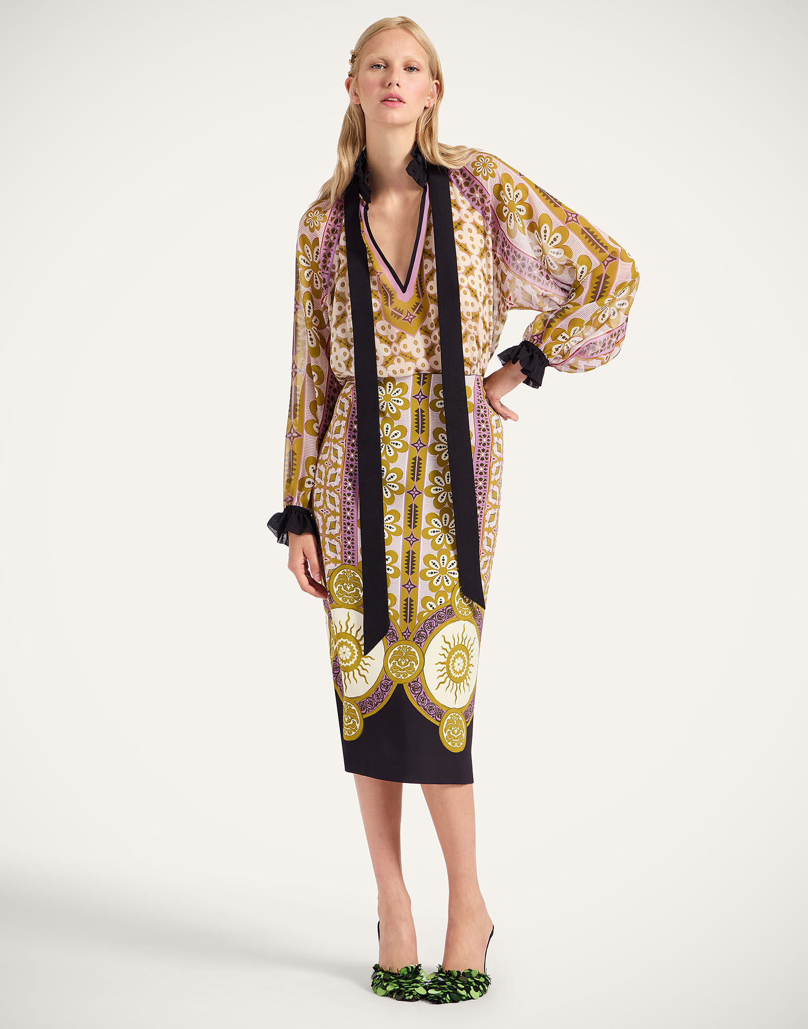 La DoubleJ Cerere Blouse Pagoda Plac&eacute;e Pink SHI0086SIL014PAG01PI01