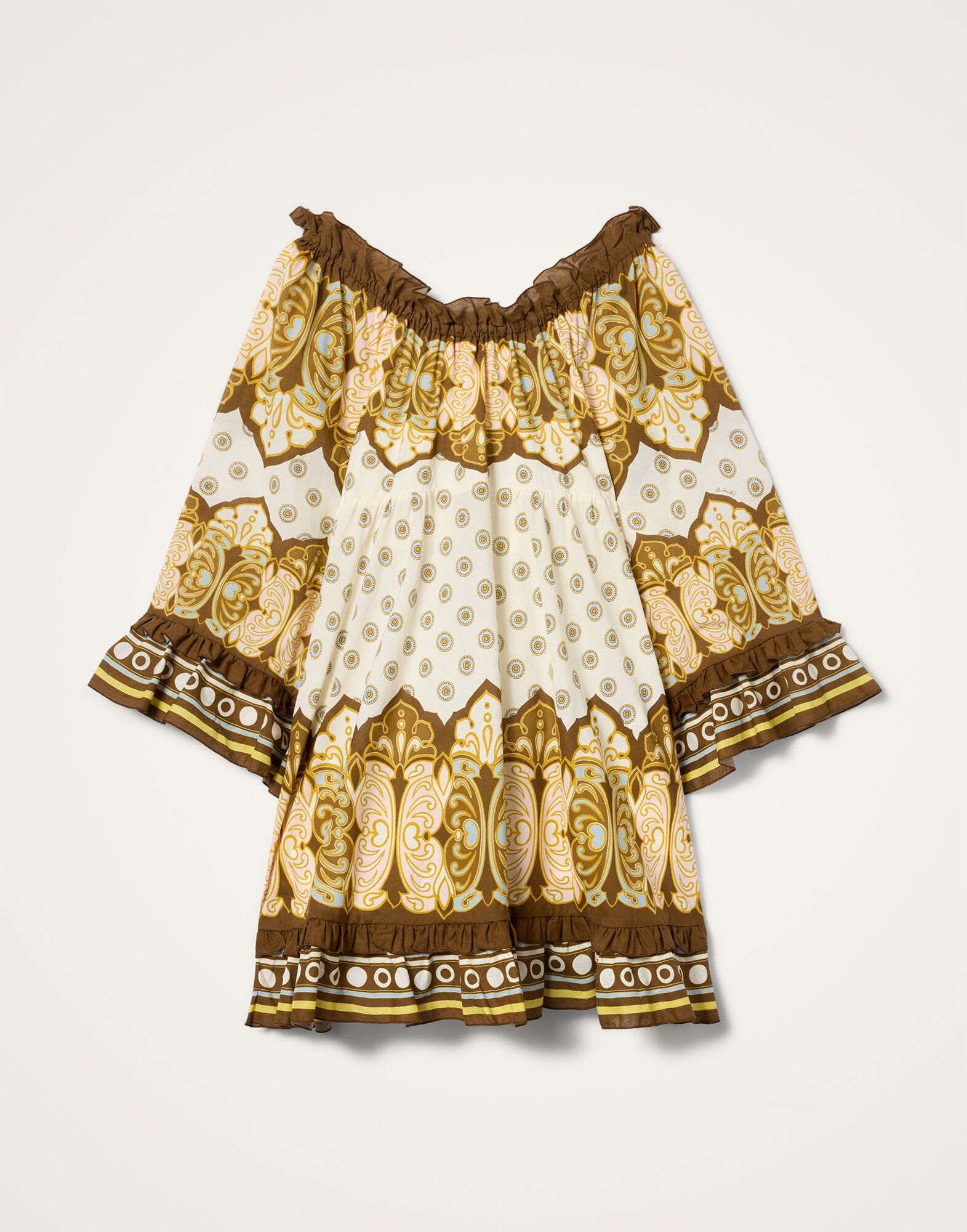 La DoubleJ Boho Mini Dress Cocoon Plac&eacute;e Brown DRE0884COT098COC02BR02