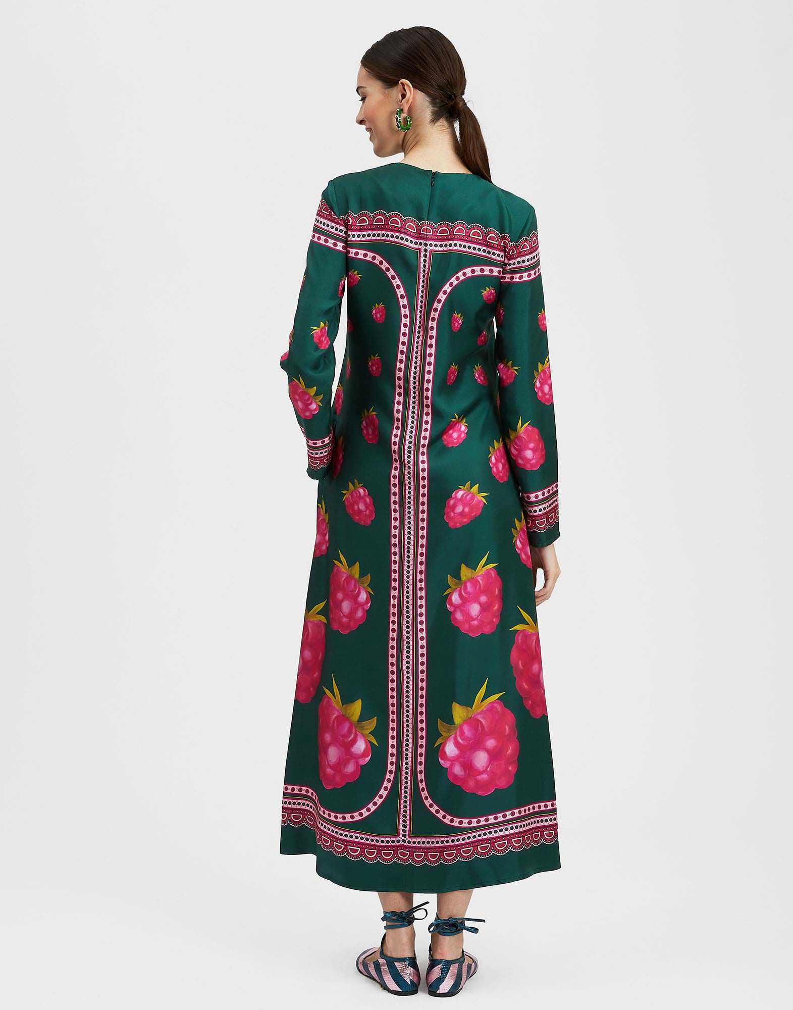 La DoubleJ Long Sleeve Swing Dress Lampone Plac&eacute;e Emerald DRE0231SIL006FMB06GR04