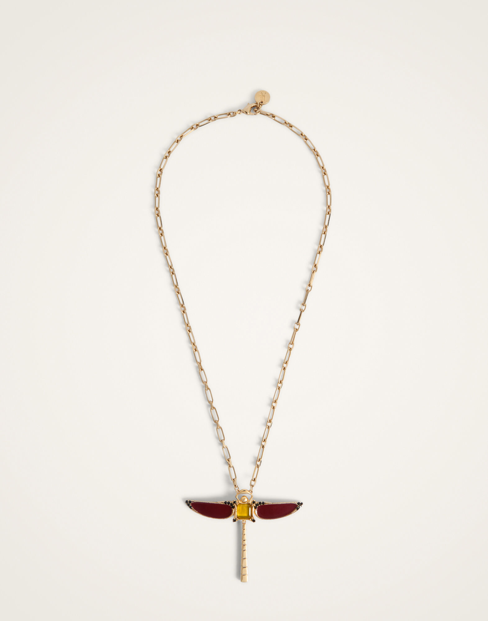 La DoubleJ Dragonfly Necklace Enameled 24K Gold Plate And Yellow Agate NEC0065BRA008AGA03RE07