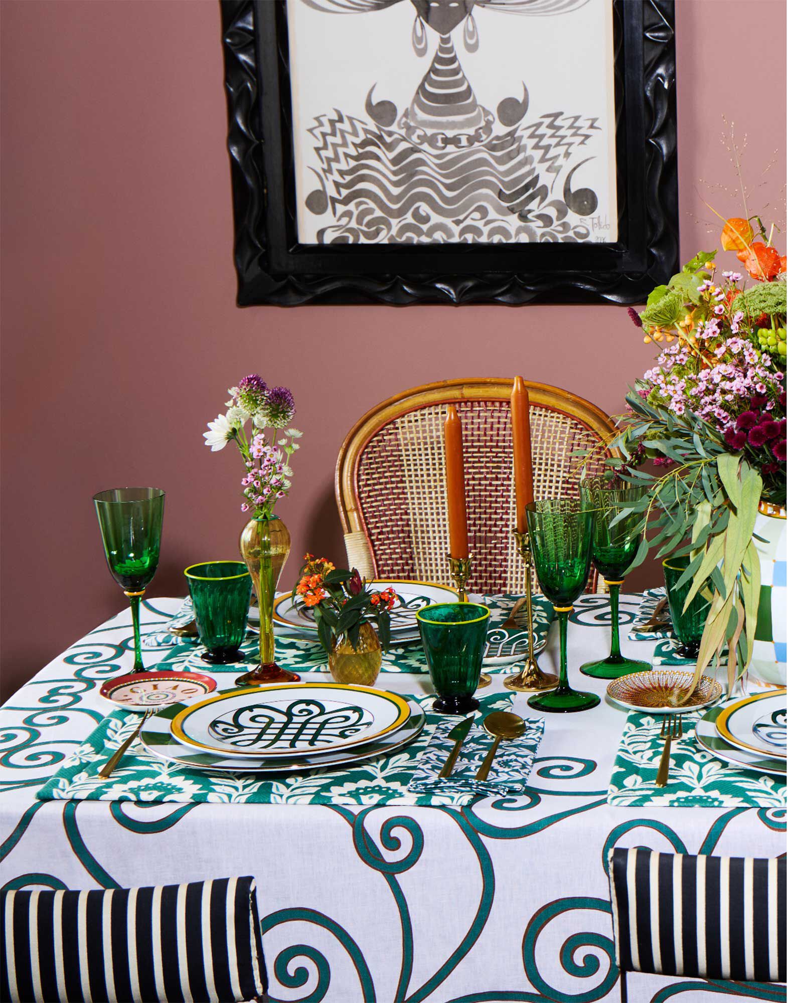 La DoubleJ Large Tablecloth Cortile Lilac TBC0003LIN001CRL0008