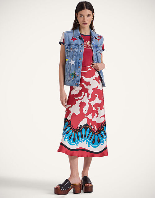 La DoubleJ Lungomare Skirt Mamma Placée Red SKI0144SIL001MAM02RE01