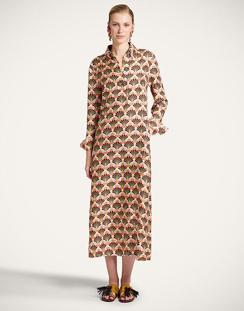 La DoubleJ Chemise Swing Dress Florette Fan Brown DRE0913SIL001FLF02BR02