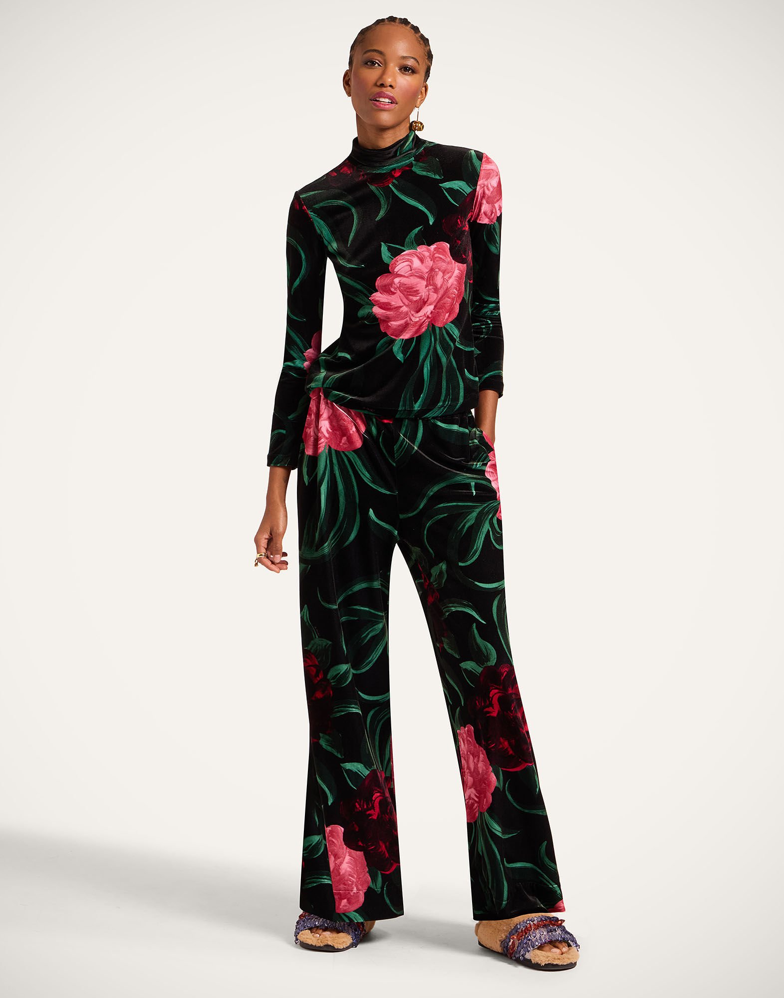 La DoubleJ Palazzo Pants Peony Black TRO0003VEL006PEO05BL01