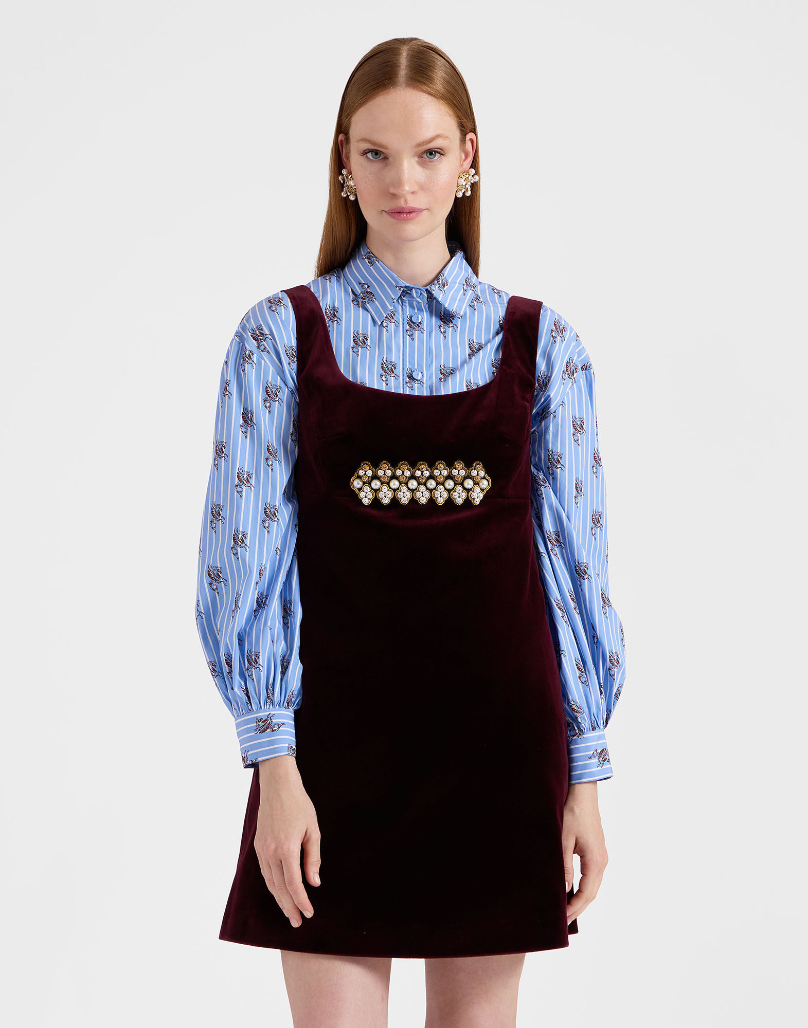 La DoubleJ Ella Mini Dress Solid Burgundy DRE0774VEL011SOLIDRE02