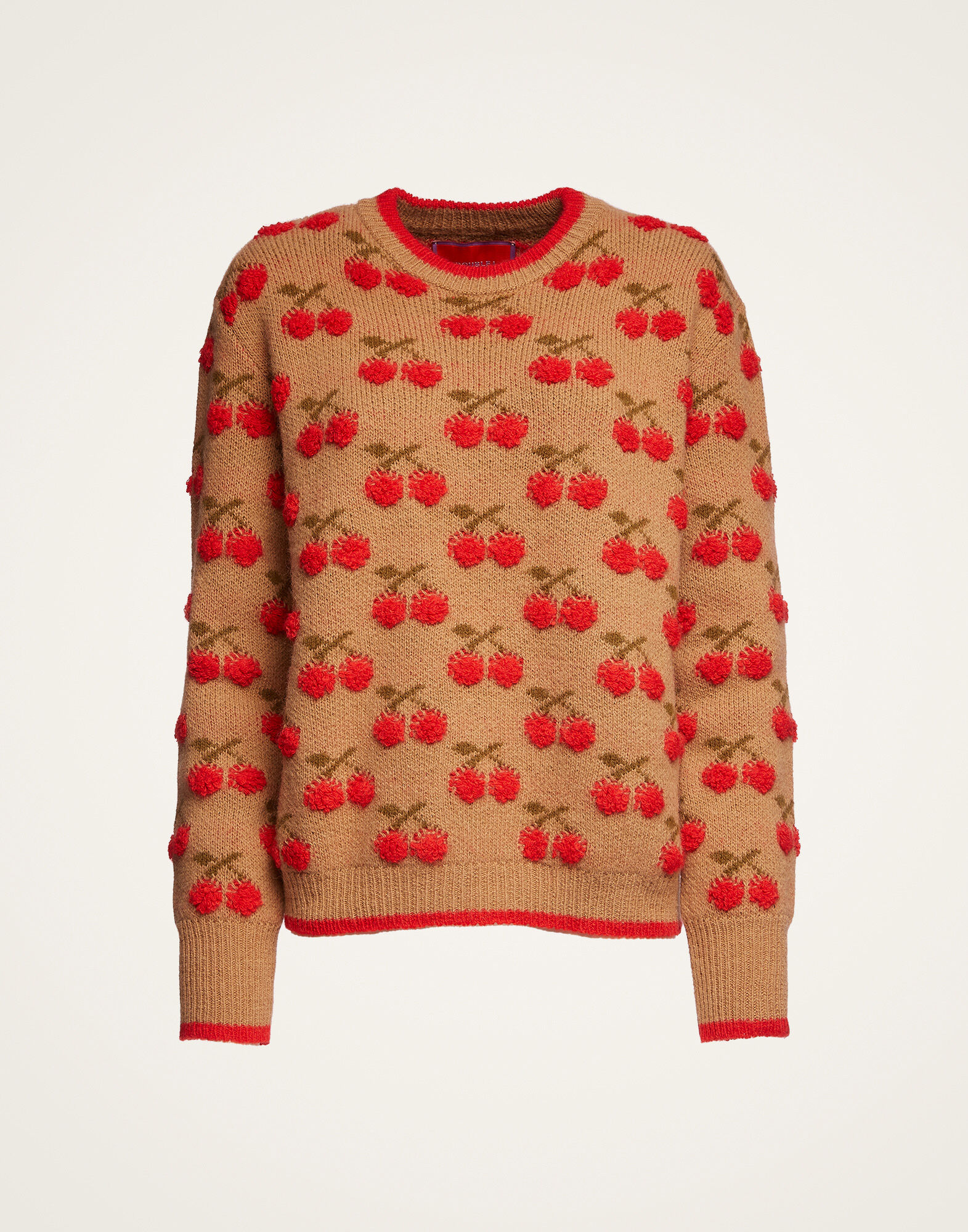 La DoubleJ Cherry Sweater Camel/Red PUL0103KNI064VAR0129