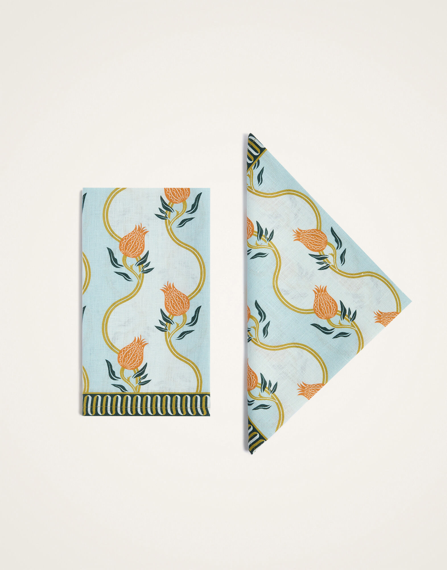 La DoubleJ Large Napkins Set of 2 Melograno Plac&eacute;e Light Blue NAP0017LIN015MEL04BU01