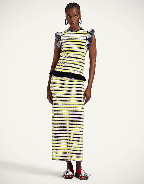 La DoubleJ Checkers Skirt Multicolor Yellow & Black SKI0156KNI159VA370YE02