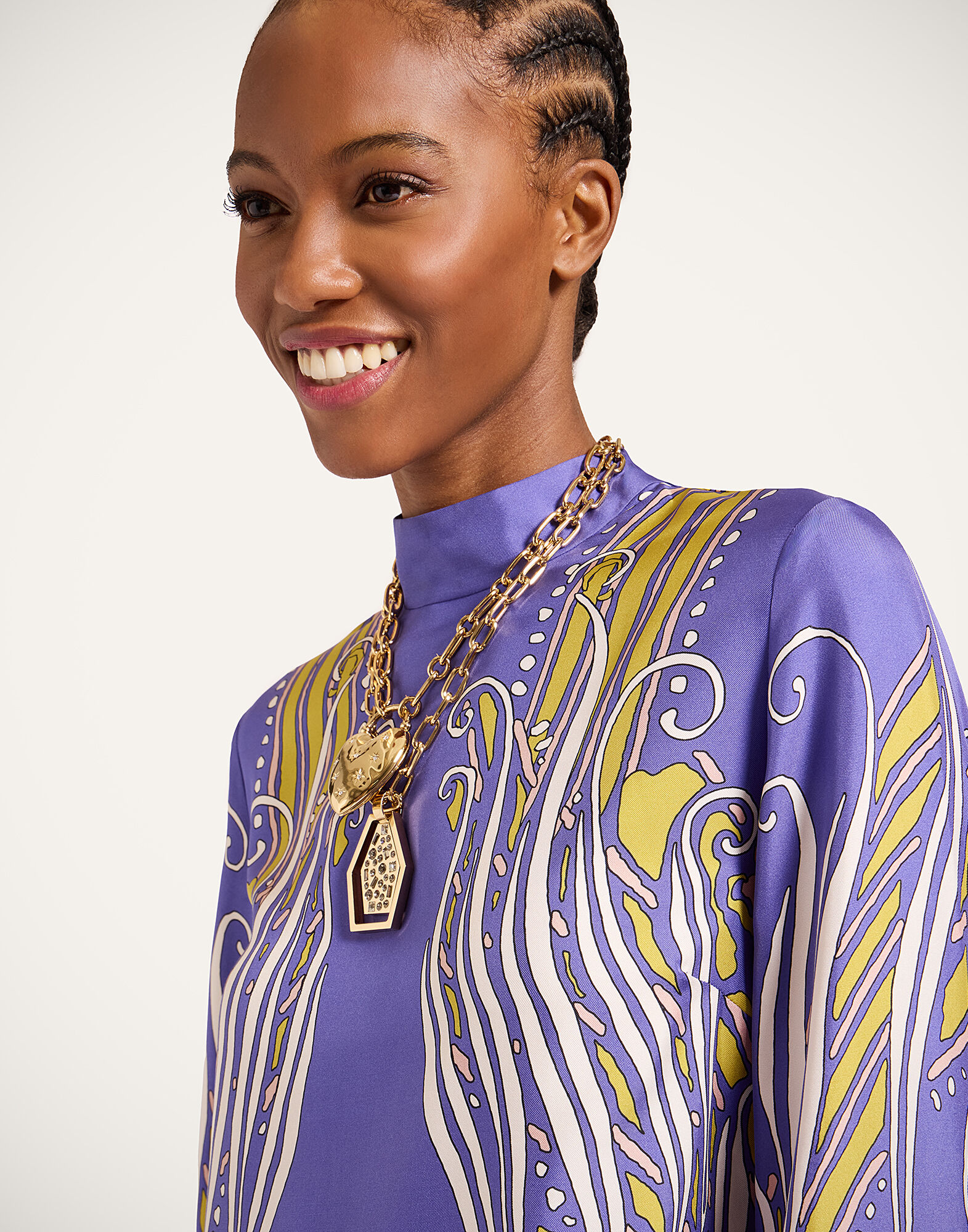 La DoubleJ Make An Exit Top Atlantis Plac&eacute;e Purple TOP0117SIL017ATL03PU01