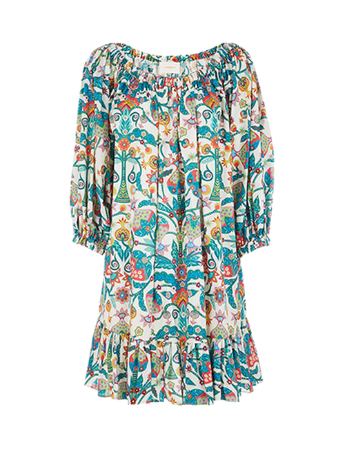 LaDoubleJ Short Paloma Dress Tree Of Life Bianco DRE0237COT020TFL0001