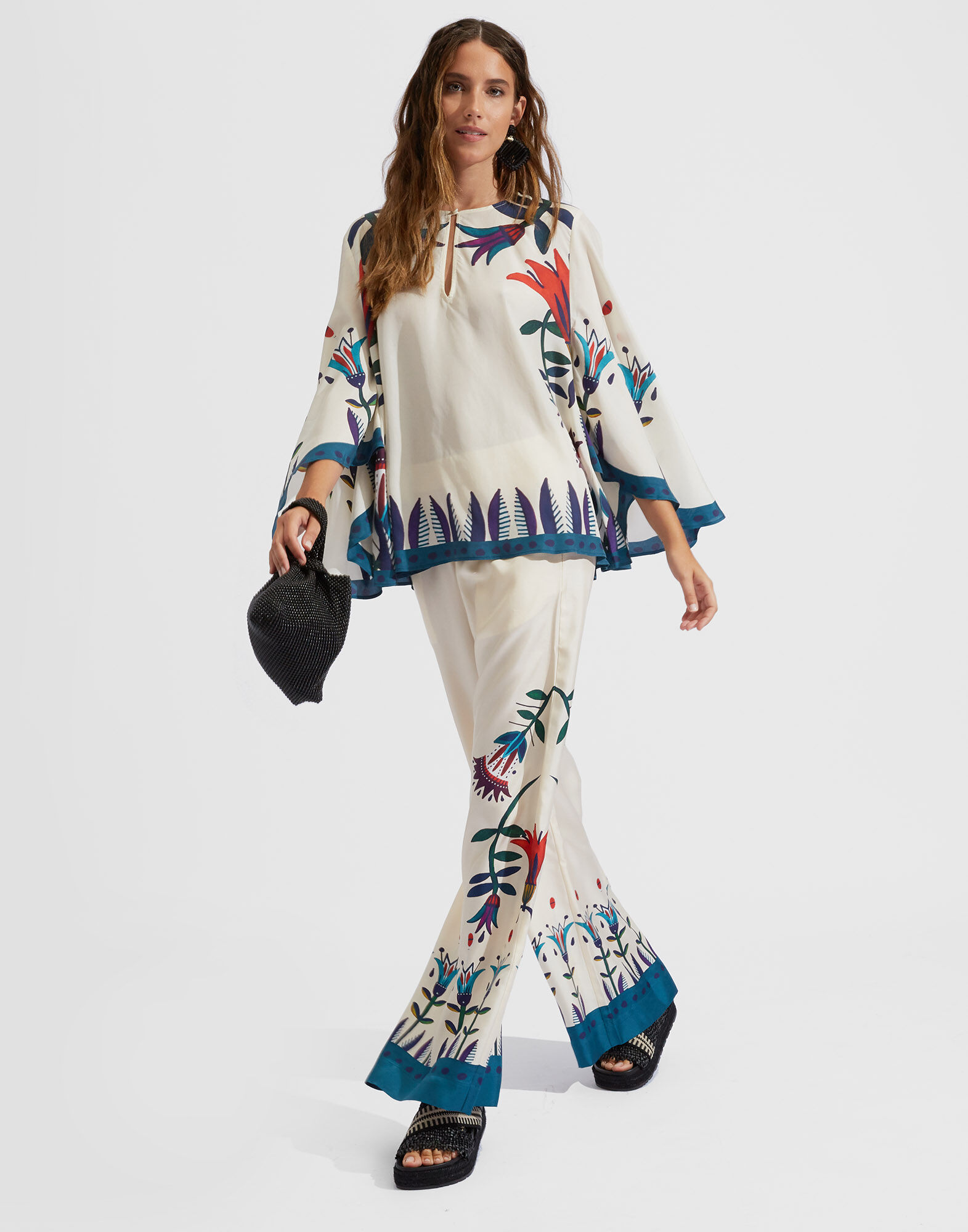 La DoubleJ Palazzo Pants Isis Avorio Plac&eacute;e TRO0026SIL006ISI0001