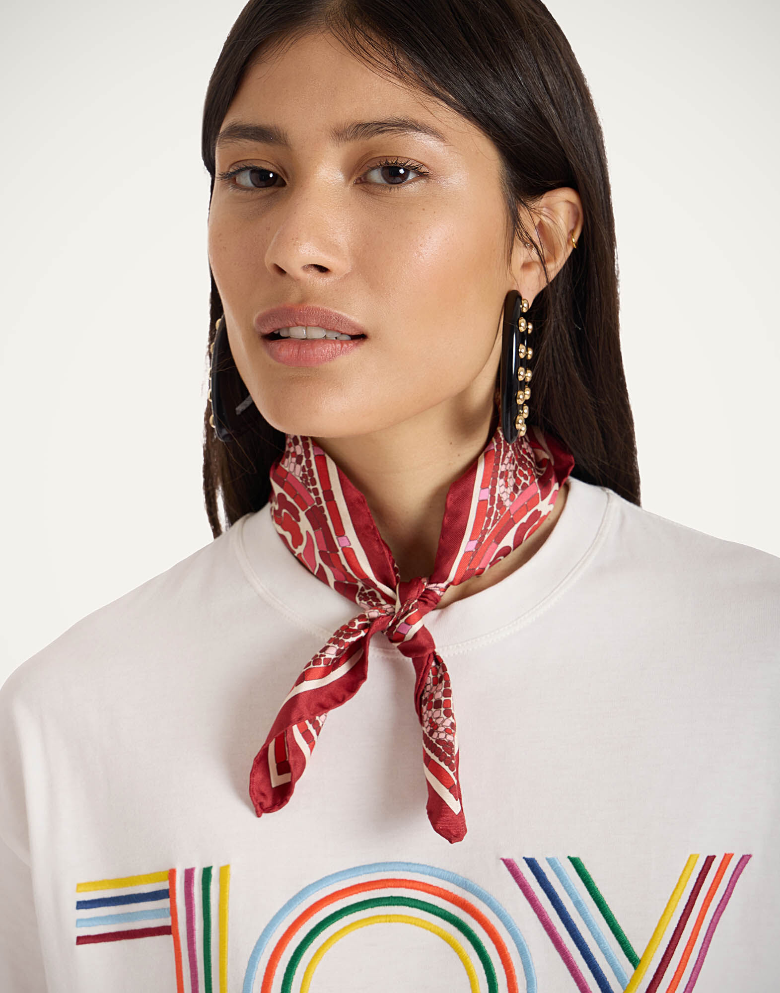 La DoubleJ Foulard 45 Cobra Plac&eacute;e Red SCA0065SIL006COB01RE01