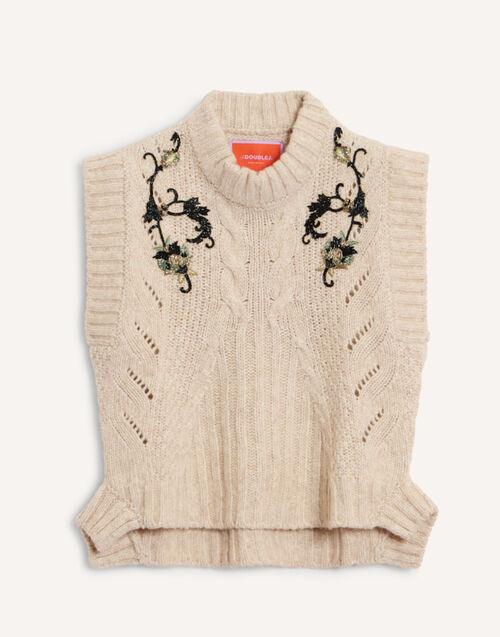 La DoubleJ Cameo Vest Solid Ecru PUL0405KNI215SOLIDBR05