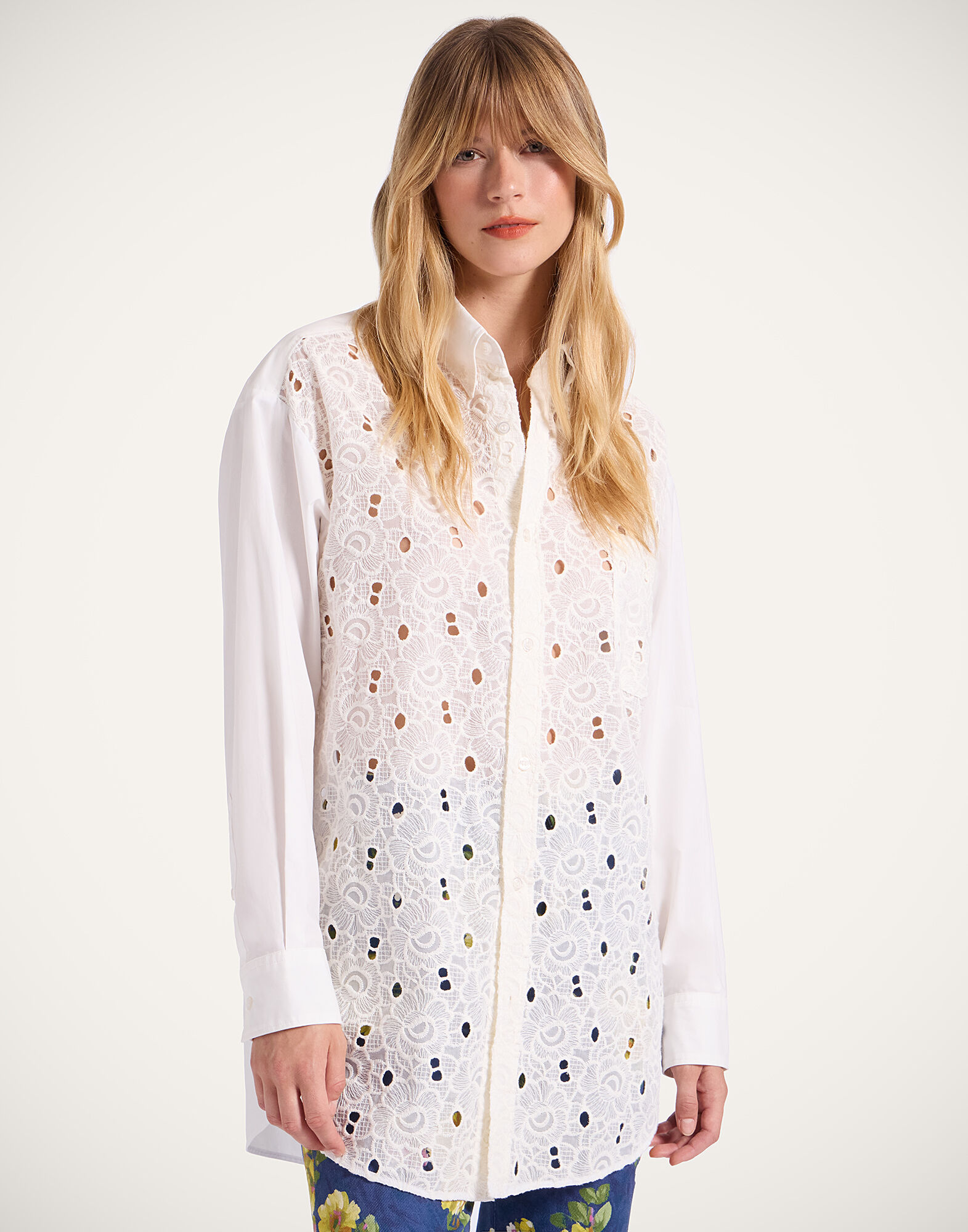 La DoubleJ Lacey Better Than Your Boyfriend's Shirt Solid Ivory SHI0100EMB035SOLIDWH04