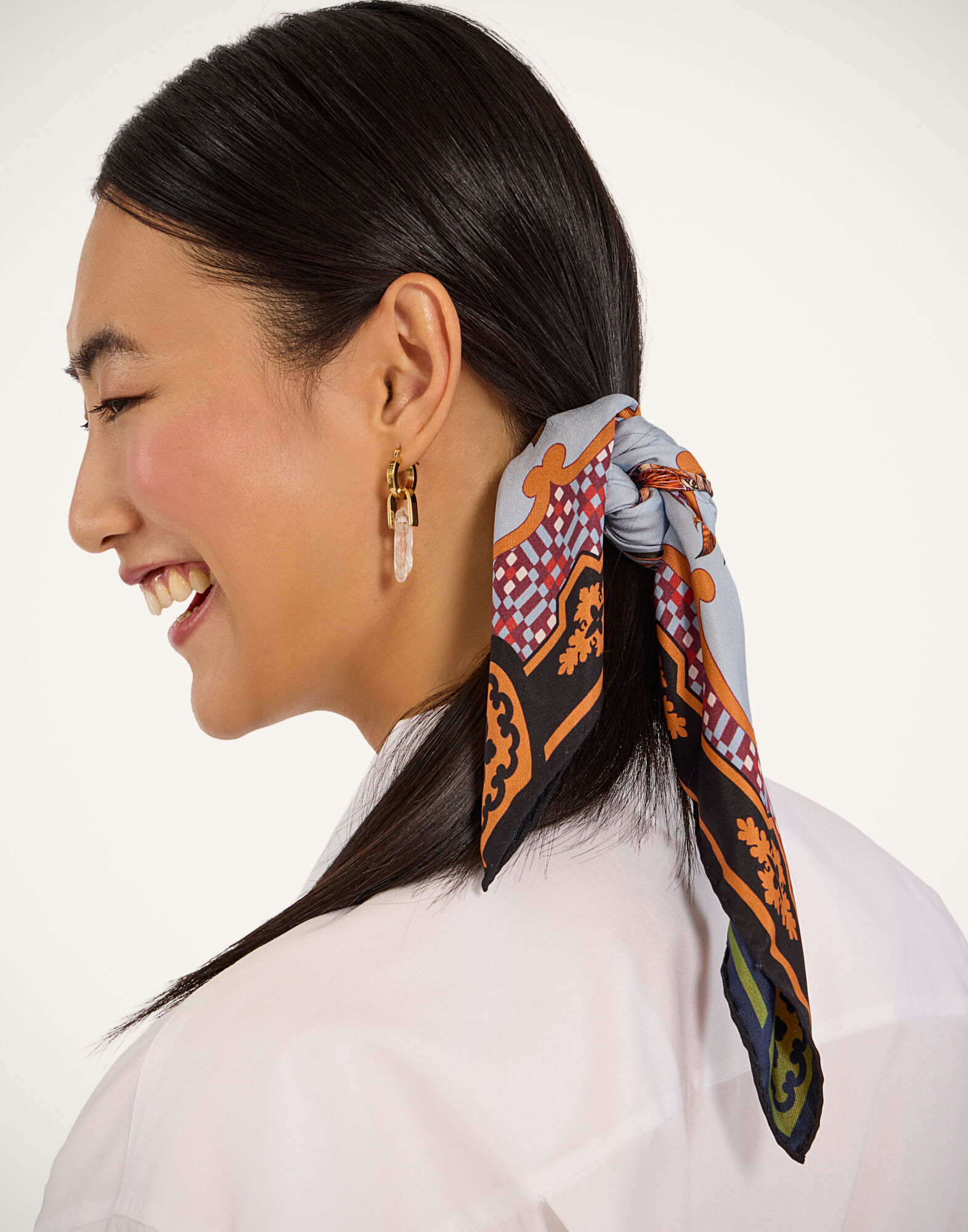 La DoubleJ Foulard 45 Mariposa Plac&eacute;e Celeste SCA0065SIL006MAR07BU12