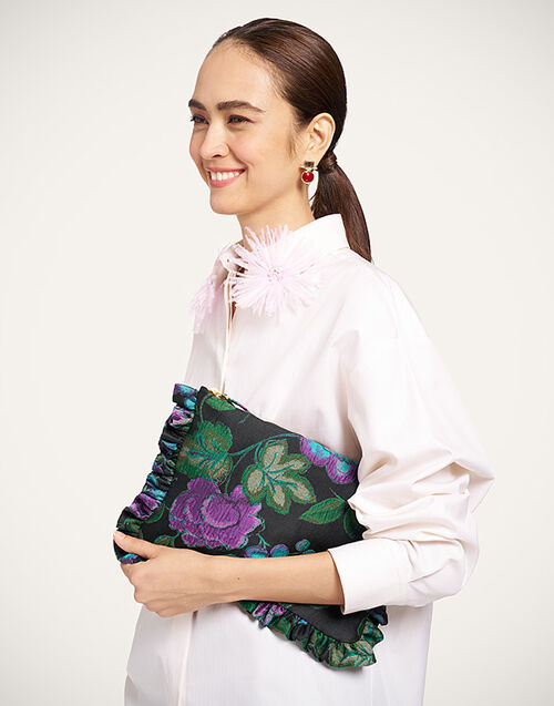 La DoubleJ Hand Pochette Botanical Black BAG0059JCQ144BOT01BL01