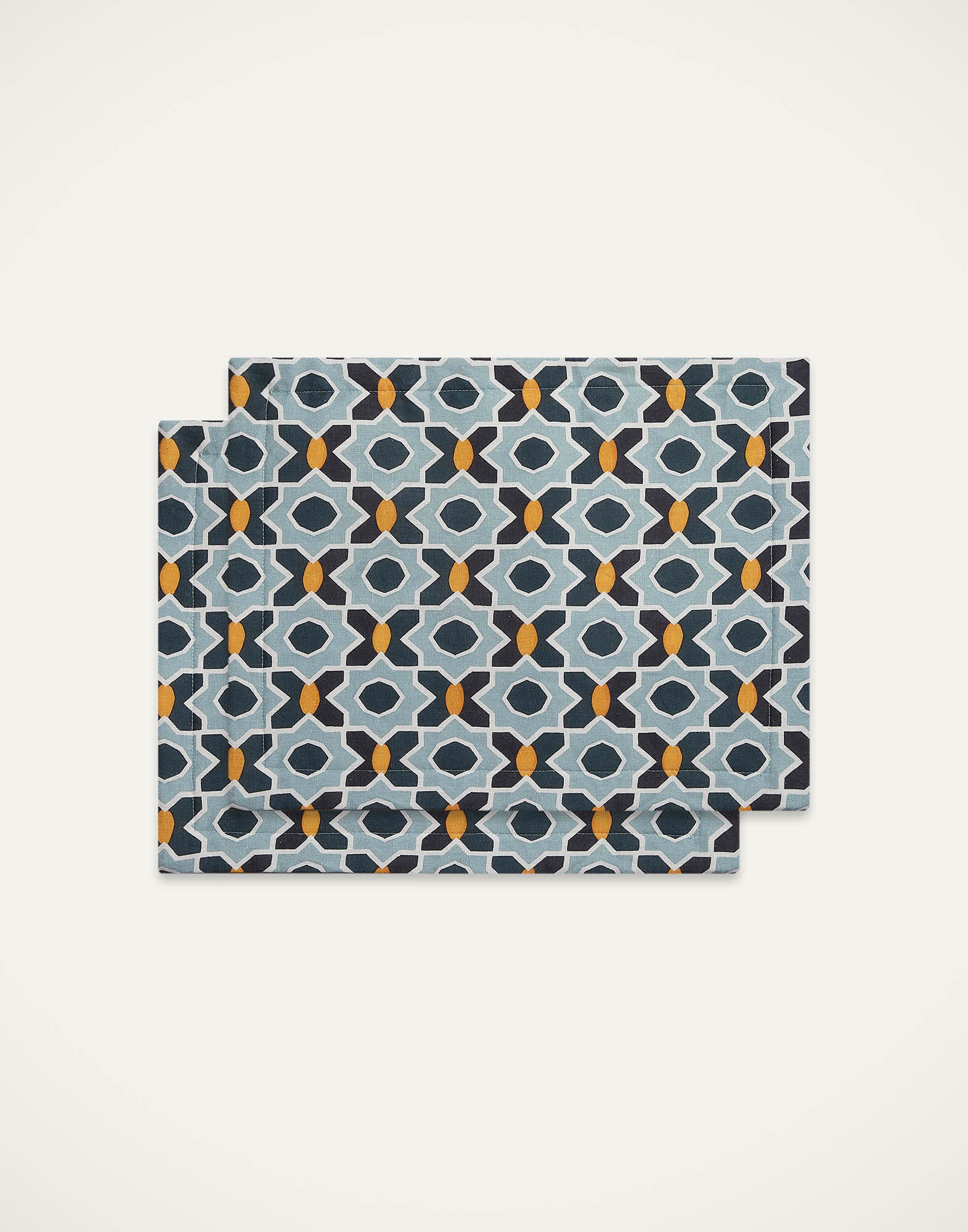 La DoubleJ Placemat Set Of 2 Plaza Small Light Blue PMT0001COT005PLA07BU01