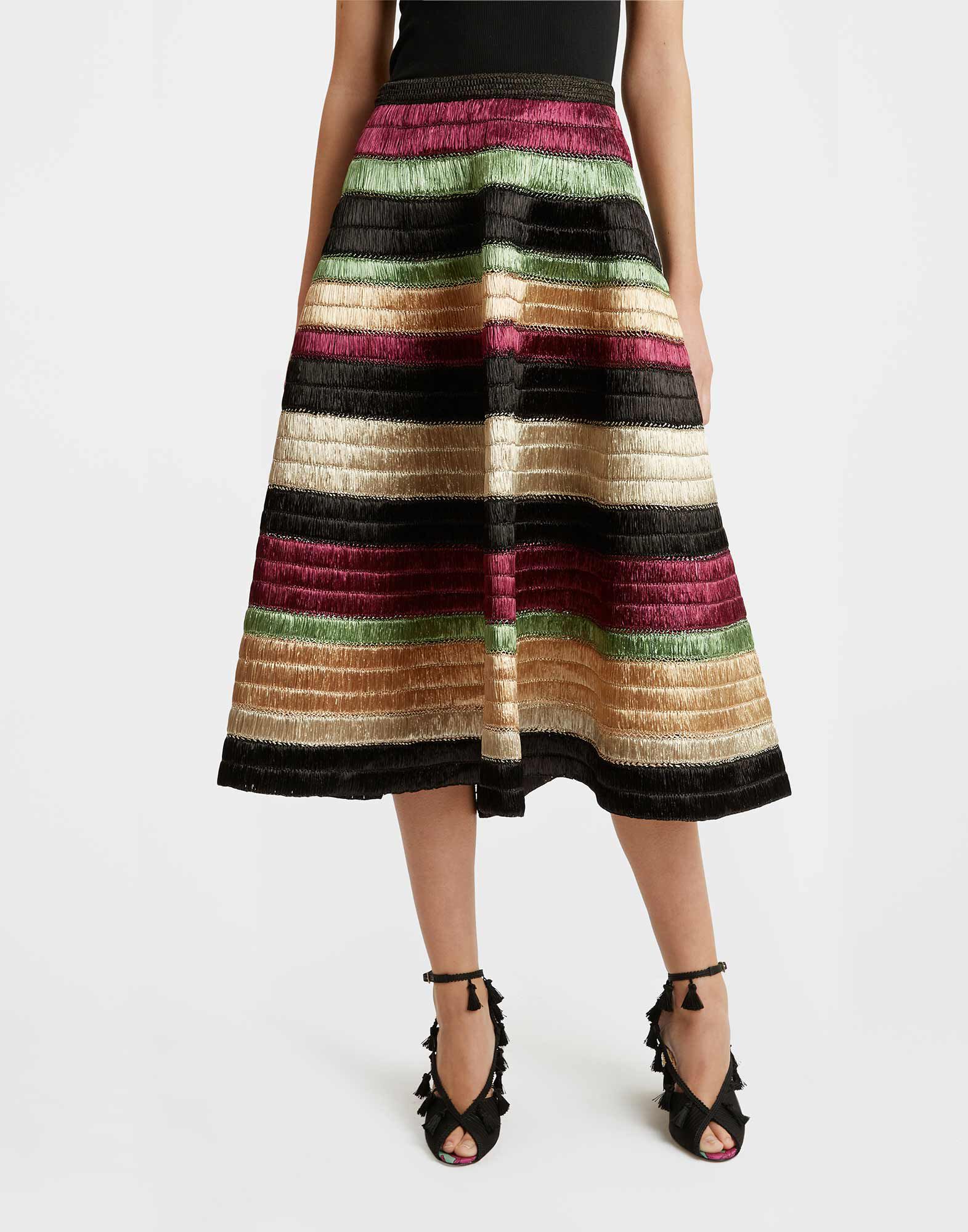 La DoubleJ Reina Embroidered Skirt Color Block Mint SKI0121RAF009CLB19GR11