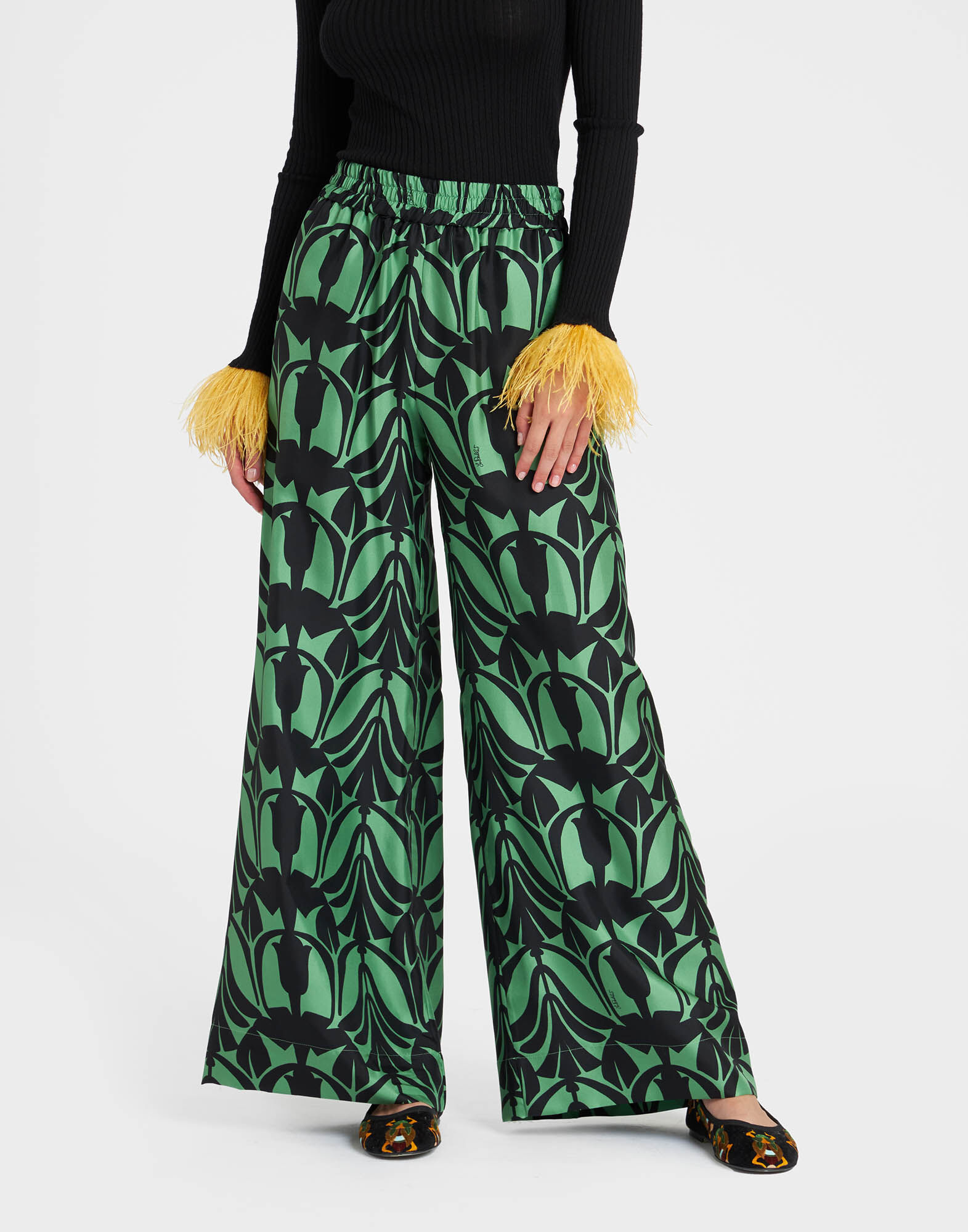La DoubleJ Palazzo Pants Papyrus Green TRO0003SIL001PAY01GR02