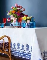 La DoubleJ Large Tablecloth Big Pineapple Blu &#40;Plac&eacute;e&#41; TBC0003LIN001PNP0016