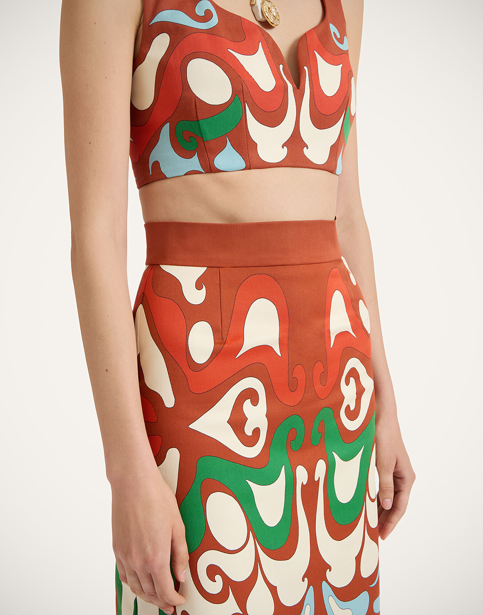 La DoubleJ Baia Skirt Phoenix Plac&eacute;e Light Blue SKI0081COT037PHO01BU01