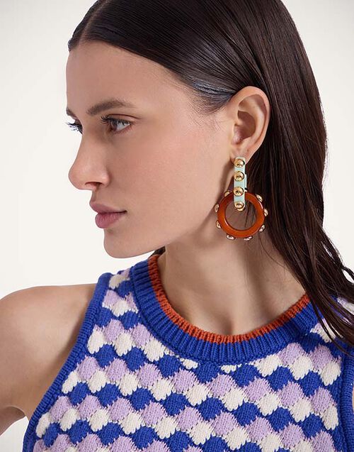 La DoubleJ Double Hoop Earrings Solid Orange EAR0048POL004SOLIDOR02