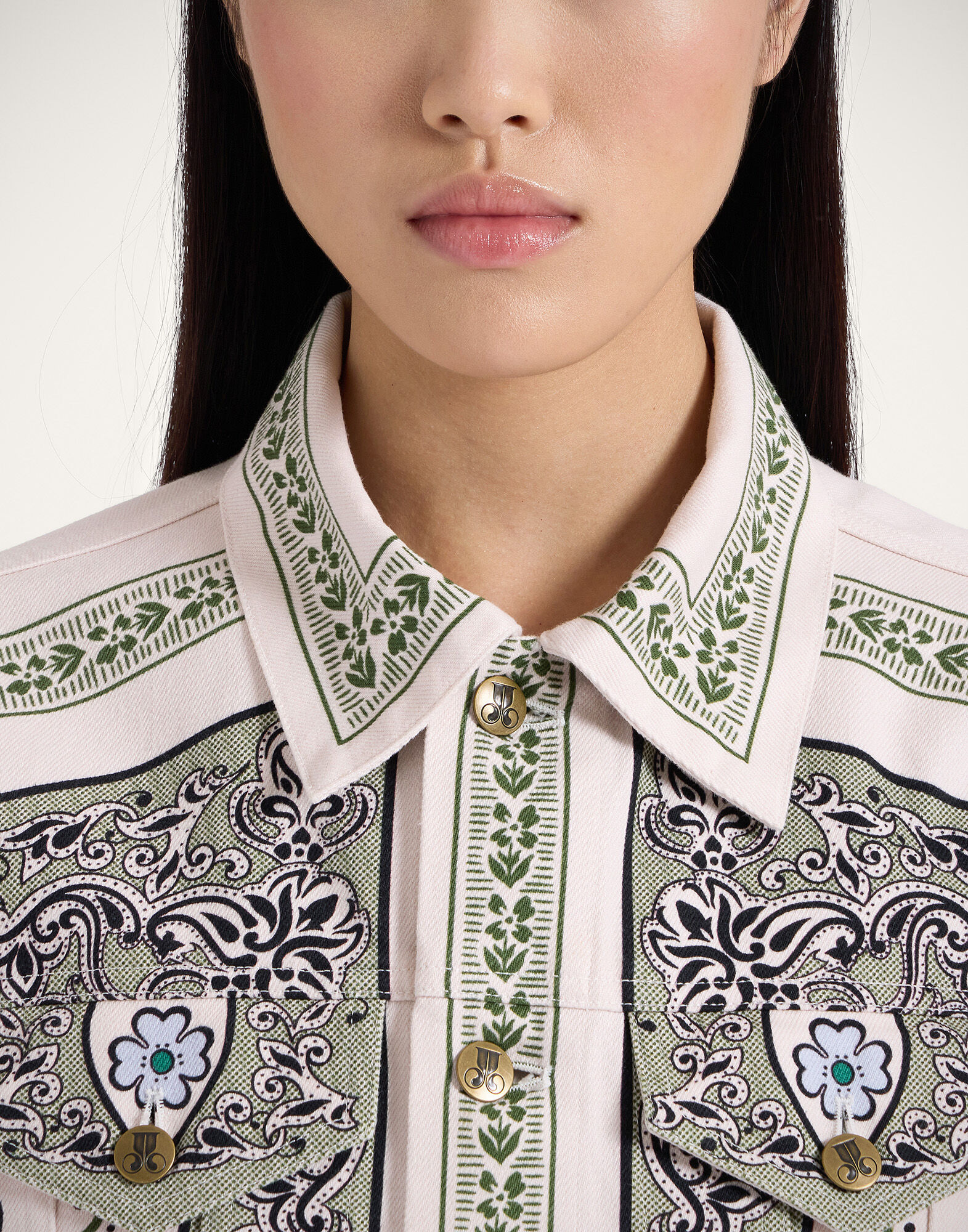 La DoubleJ JJ Jean Jacket Mirage Plac&eacute;e Green JAC0070COT046AGE01GR02