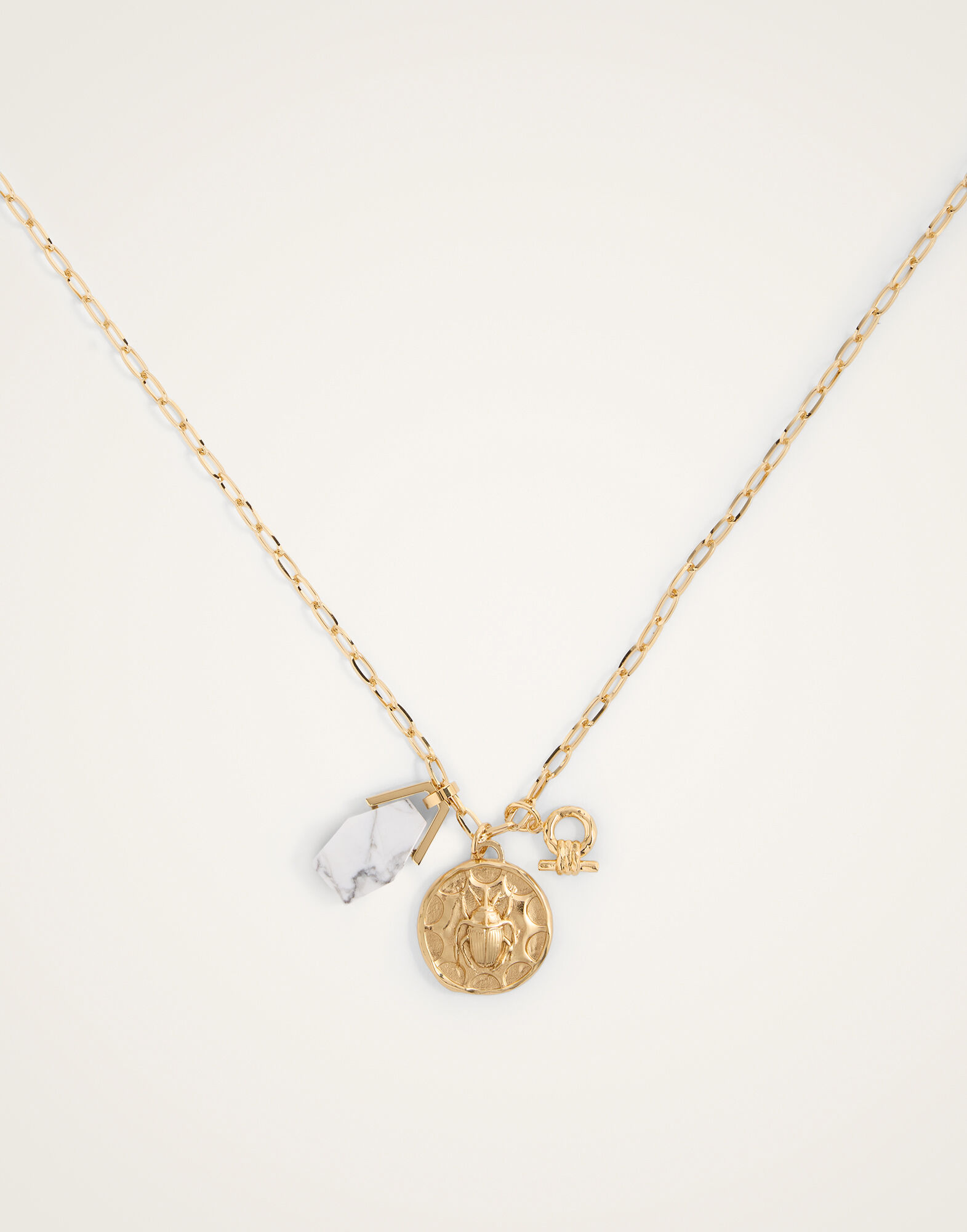 La DoubleJ Transformation Charm Necklace 24k Gold Plate & Howlite NEC0025BRA003HOW01YE05