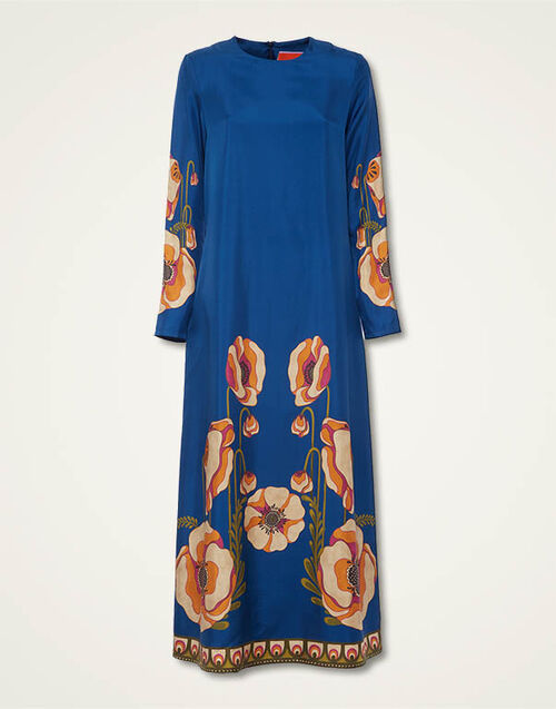 La DoubleJ Long Sleeve Swing Dress Poppies Blue Placée DRE0231SIL006PPP0003