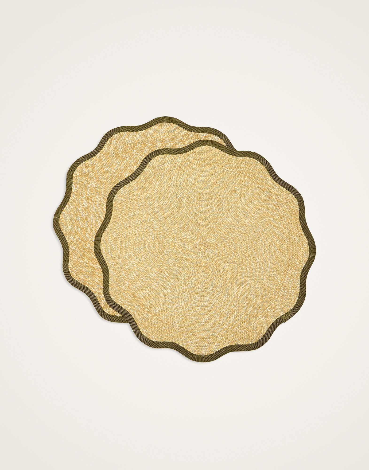 La DoubleJ Straw Cloud Placemats Set Of 2 Solid Olive PMT0031STR001SOLIDGR05