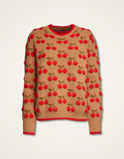 La DoubleJ Cherry Sweater Camel/Red PUL0103KNI064VAR0129