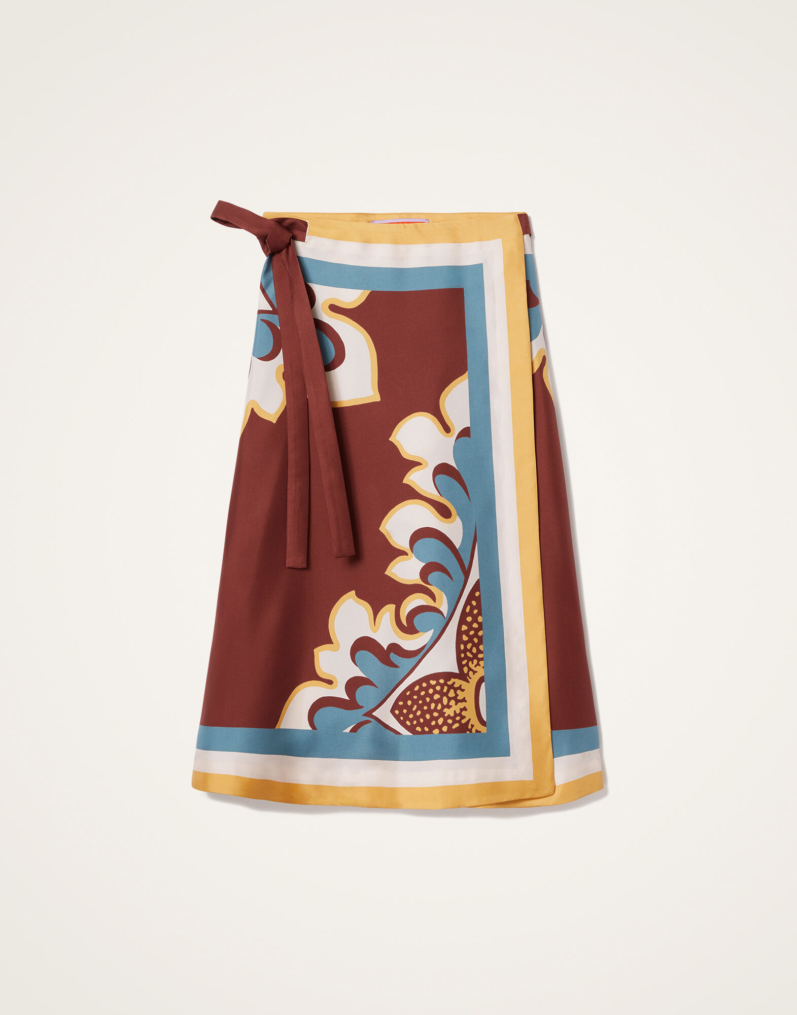 La DoubleJ Pareo Midi Skirt Palazzo Plac&eacute;e Chocolate SKI0142SIL006PAL08BR07