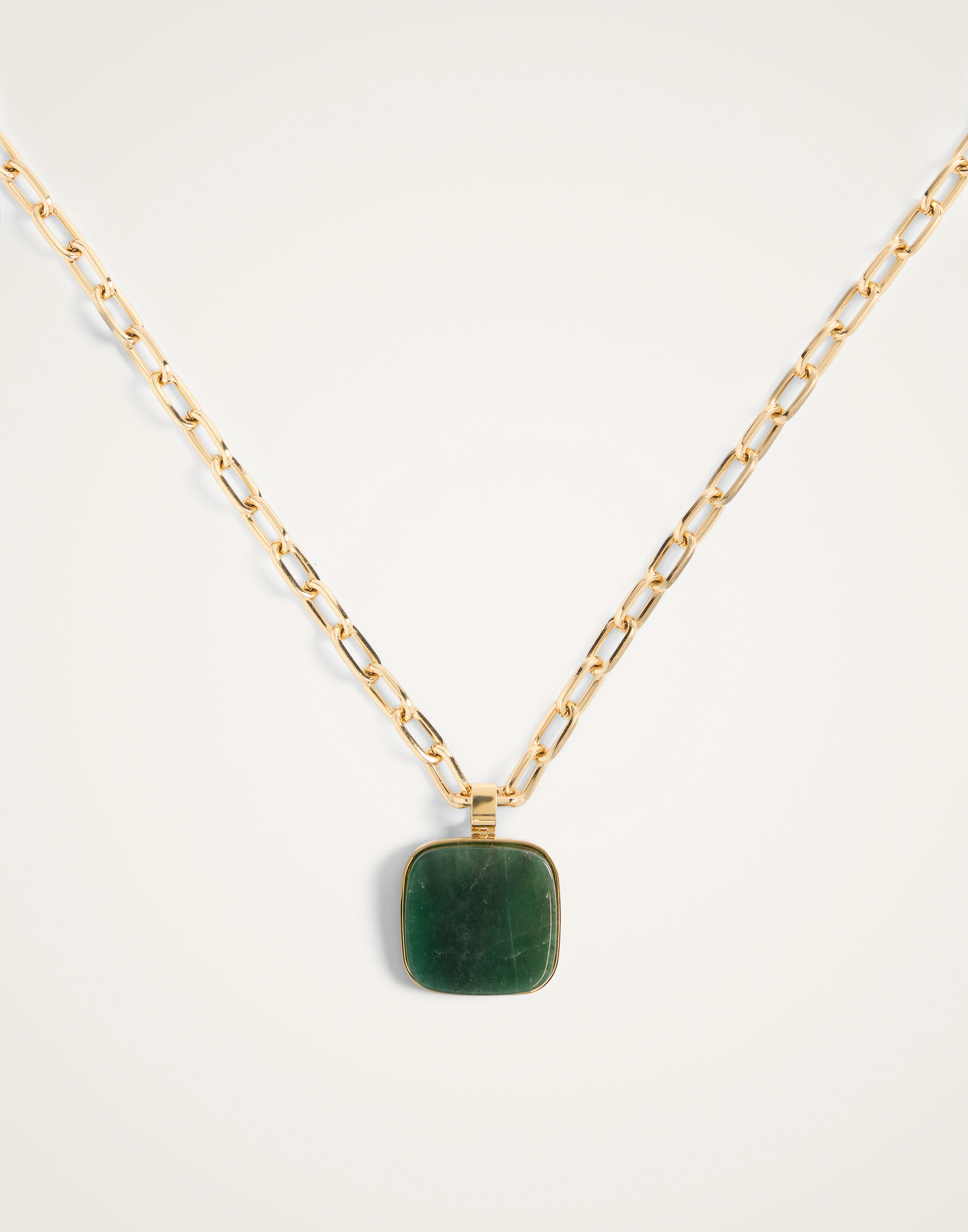 La DoubleJ Soul Pendant Necklace 24K Gold Plate & Green Jade NEC0017BRA003JAD01YE05