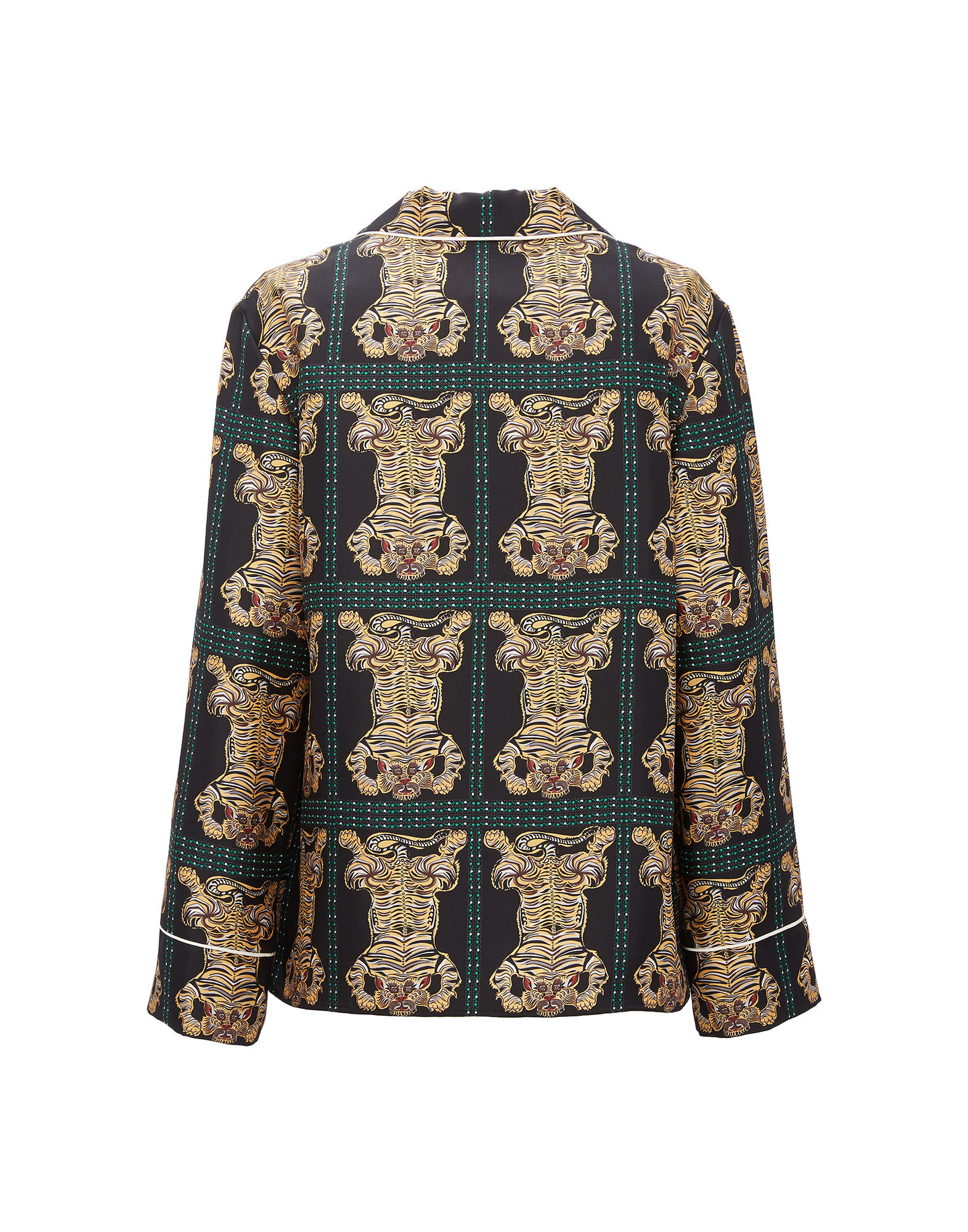 La DoubleJ Silk Pajama Tiger Tiles Black Small PJM0001SIL001TIG0008