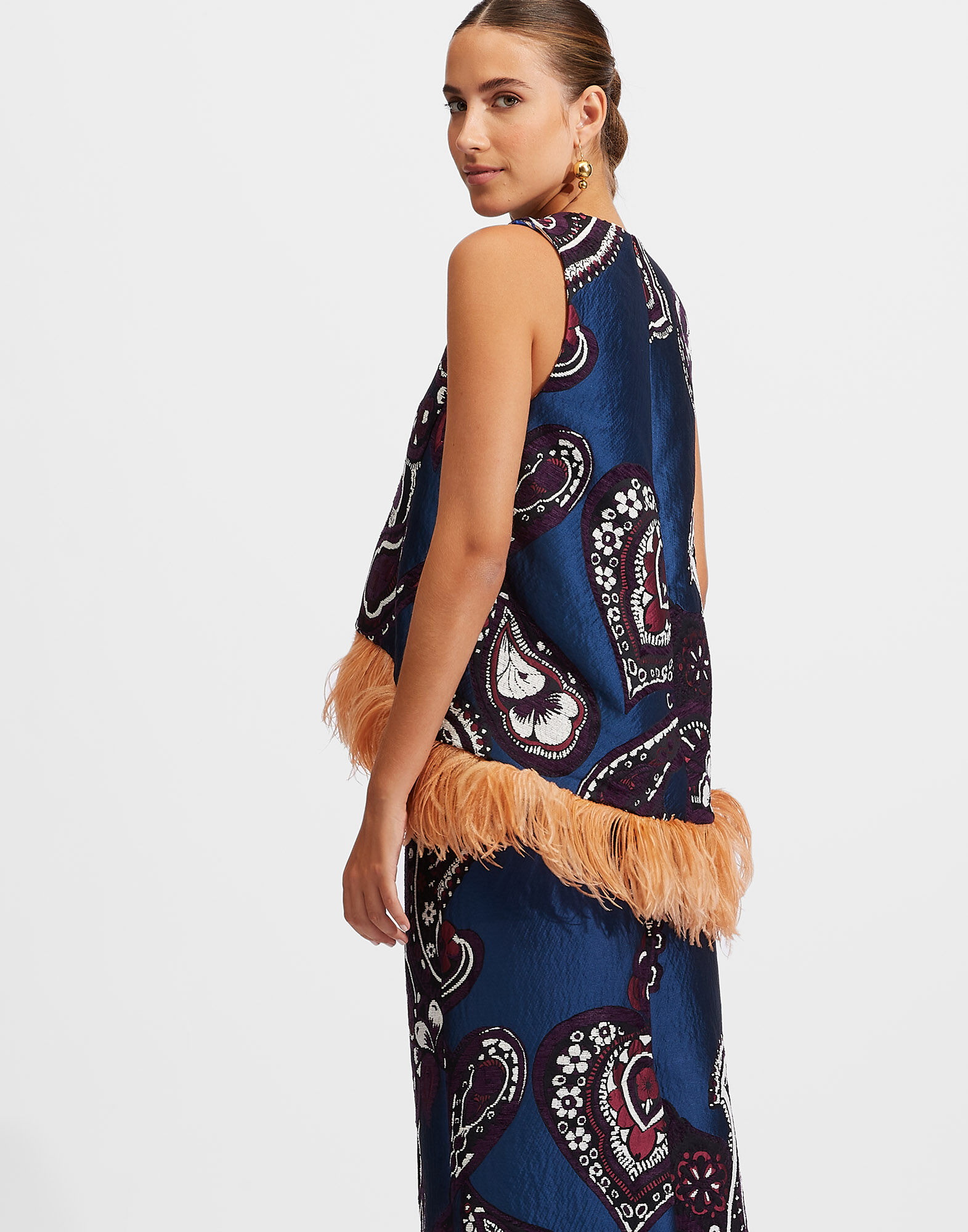 La DoubleJ La Scala Top (With Feathers) Paisley Blu TOP0013JAC035PAI0002