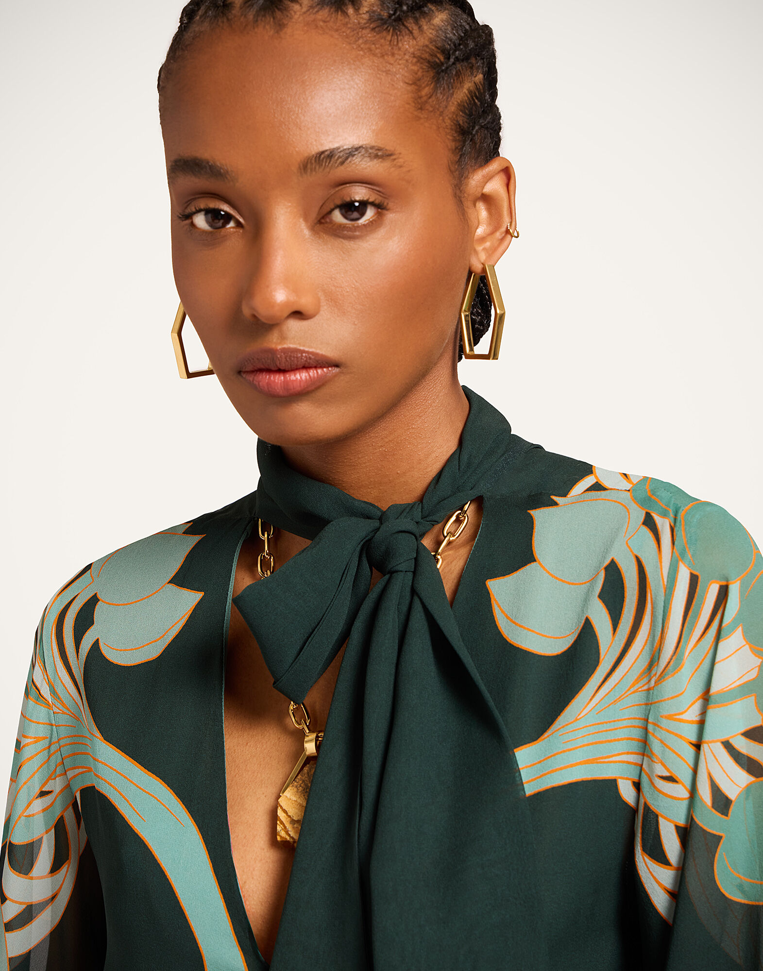 La DoubleJ Magnifico Midi Dress Blooming Tulip Plac&eacute;e Dark Green DRE0788SIL028BTU01GR03