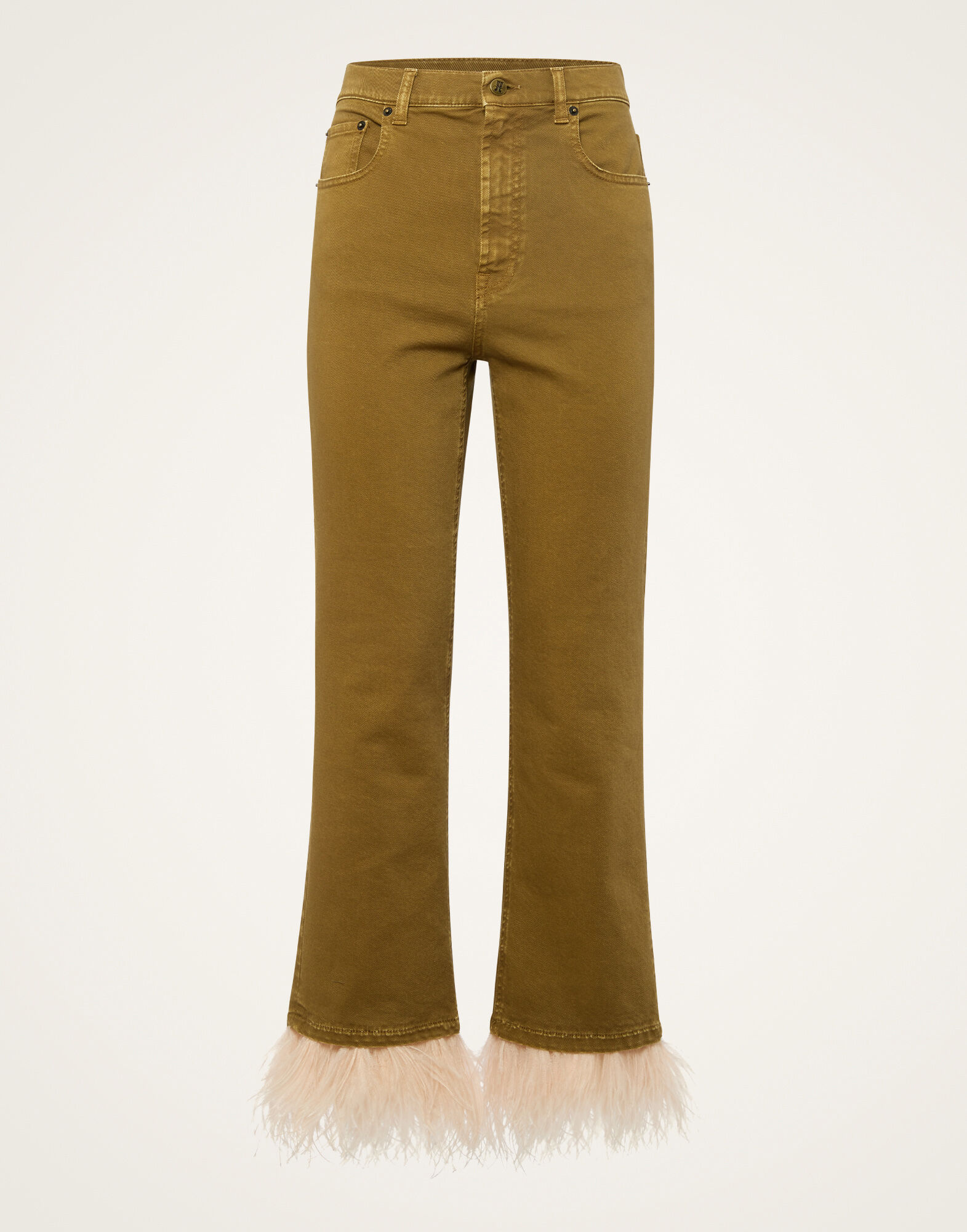 La DoubleJ Fancy Crop Jeans Khaki TRO0097DEN008SOLIDGR07