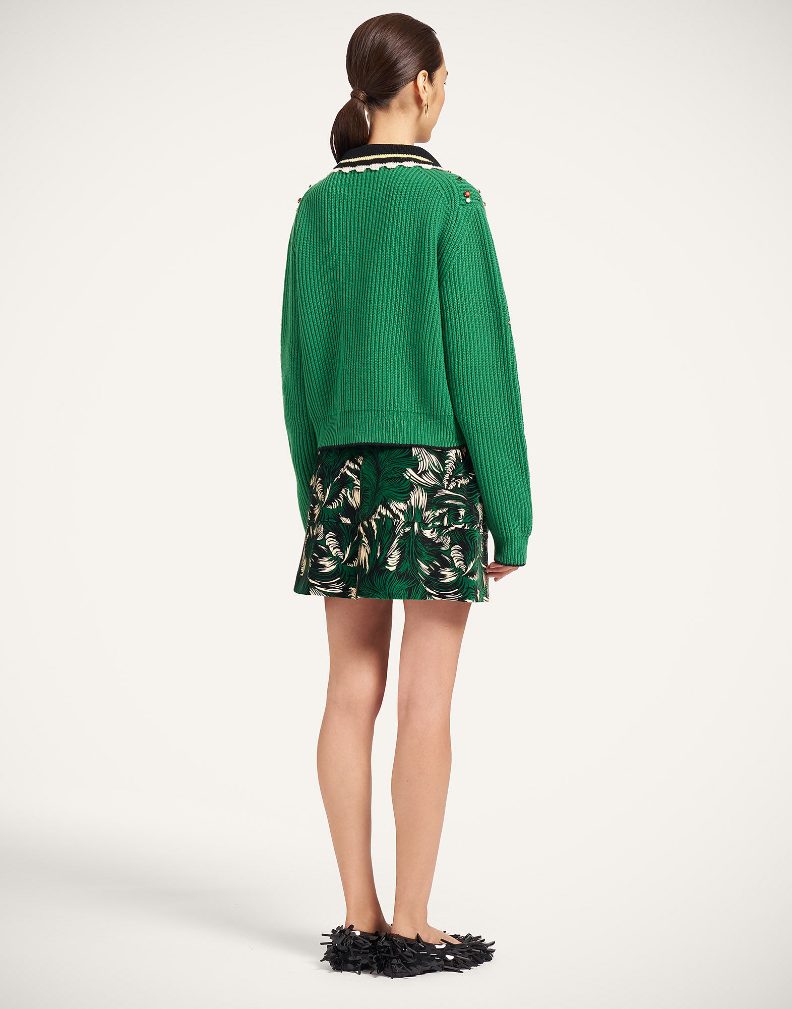 La DoubleJ Short Skirt Quill Green SKI0027VEL001QLL01GR02