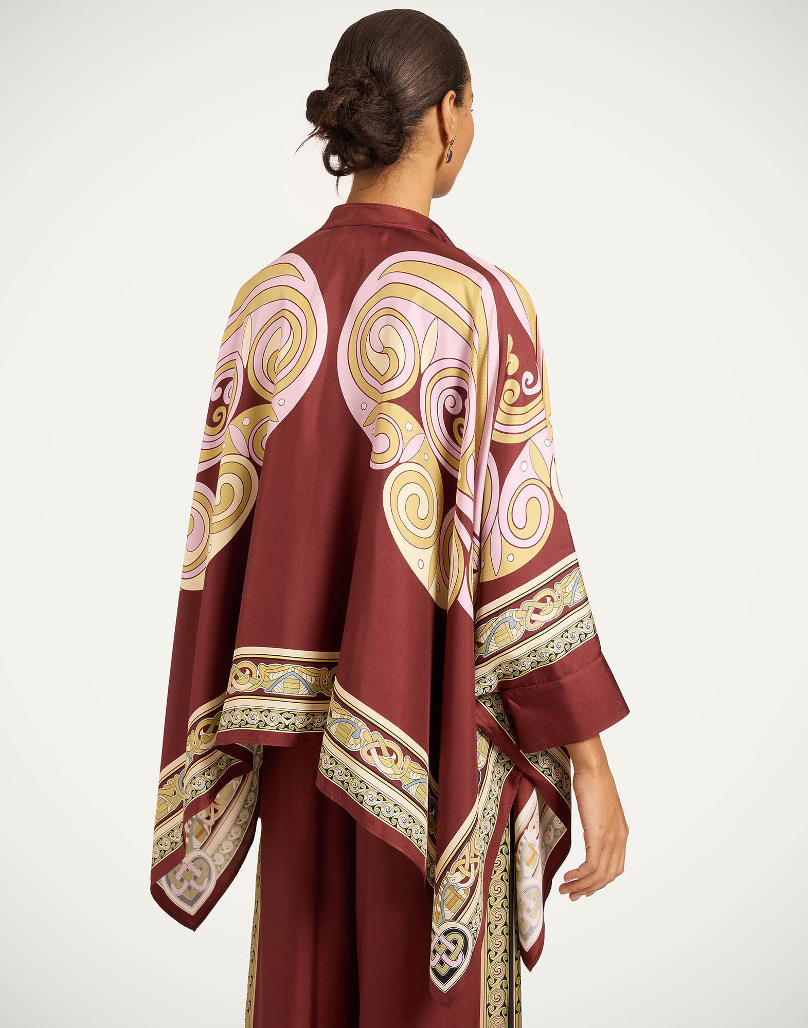 La DoubleJ Foulard Shirt Kells Swirl Plac&eacute;e Burgundy SHI0059SIL006KLS01RE07
