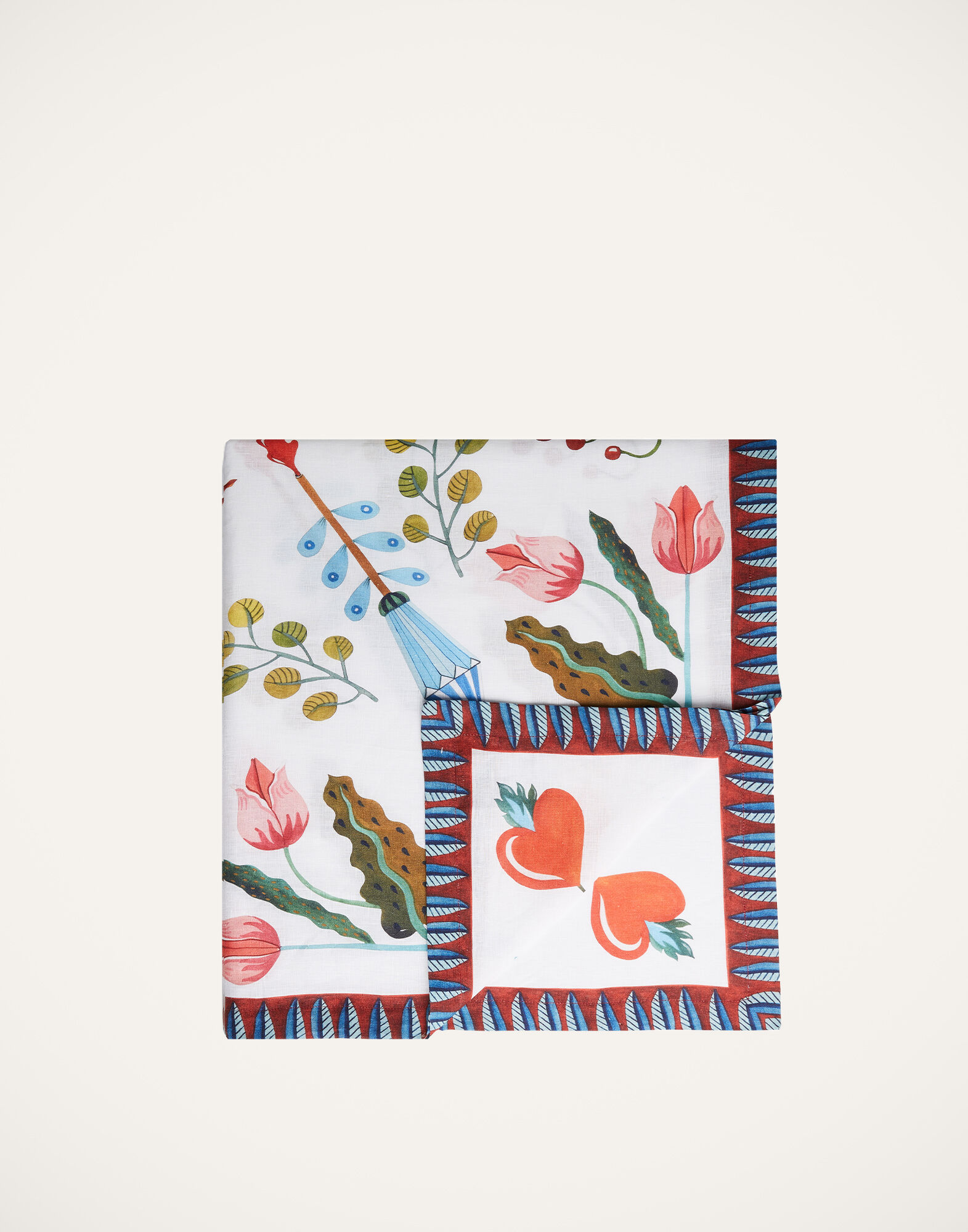 La DoubleJ Large Tablecloth White Turning Tulips TBC0003LIN001HLE0024