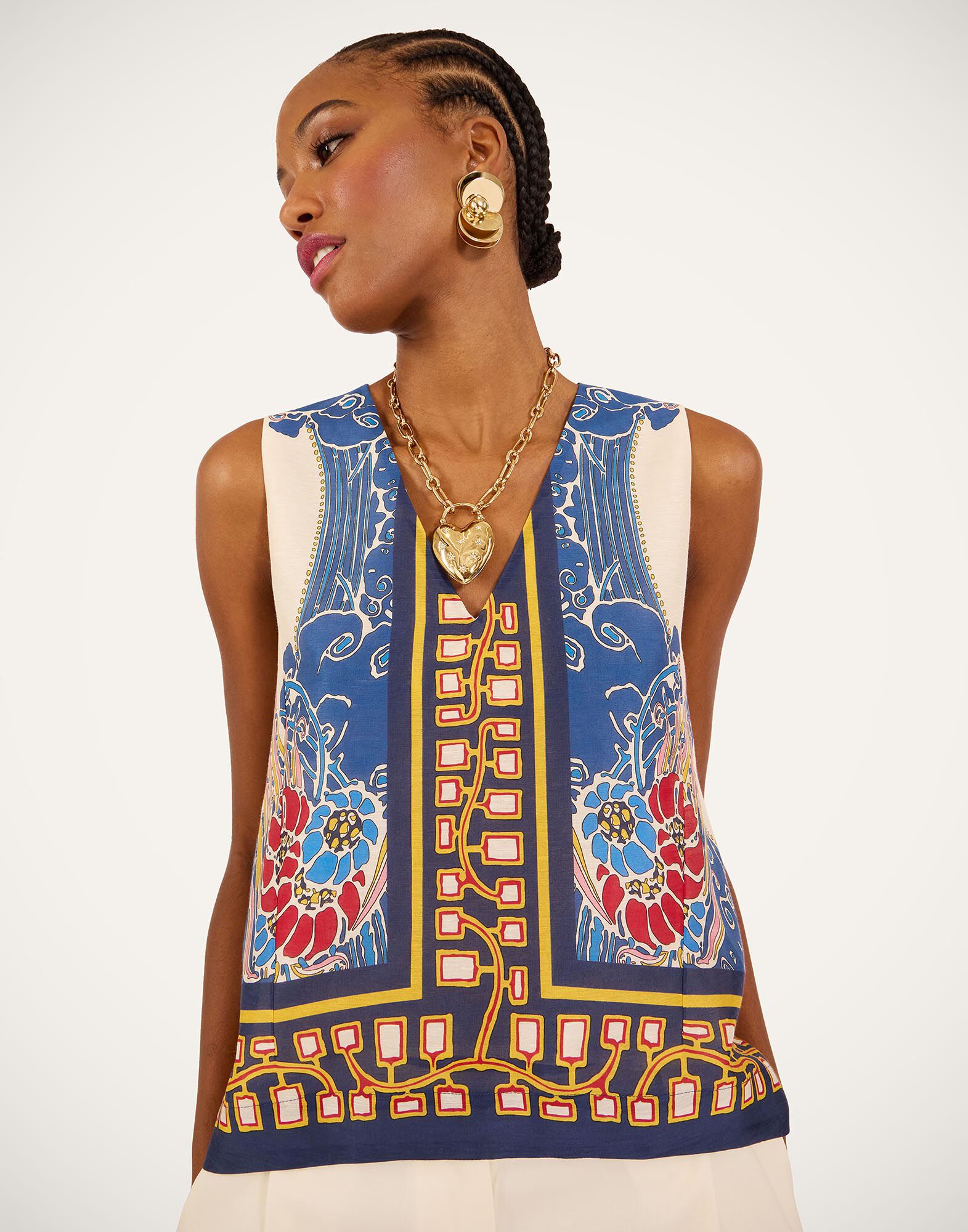 La DoubleJ V-Neck Scala Top Lemuria Plac&eacute;e Blue TOP0167LIN010LEM02BU03