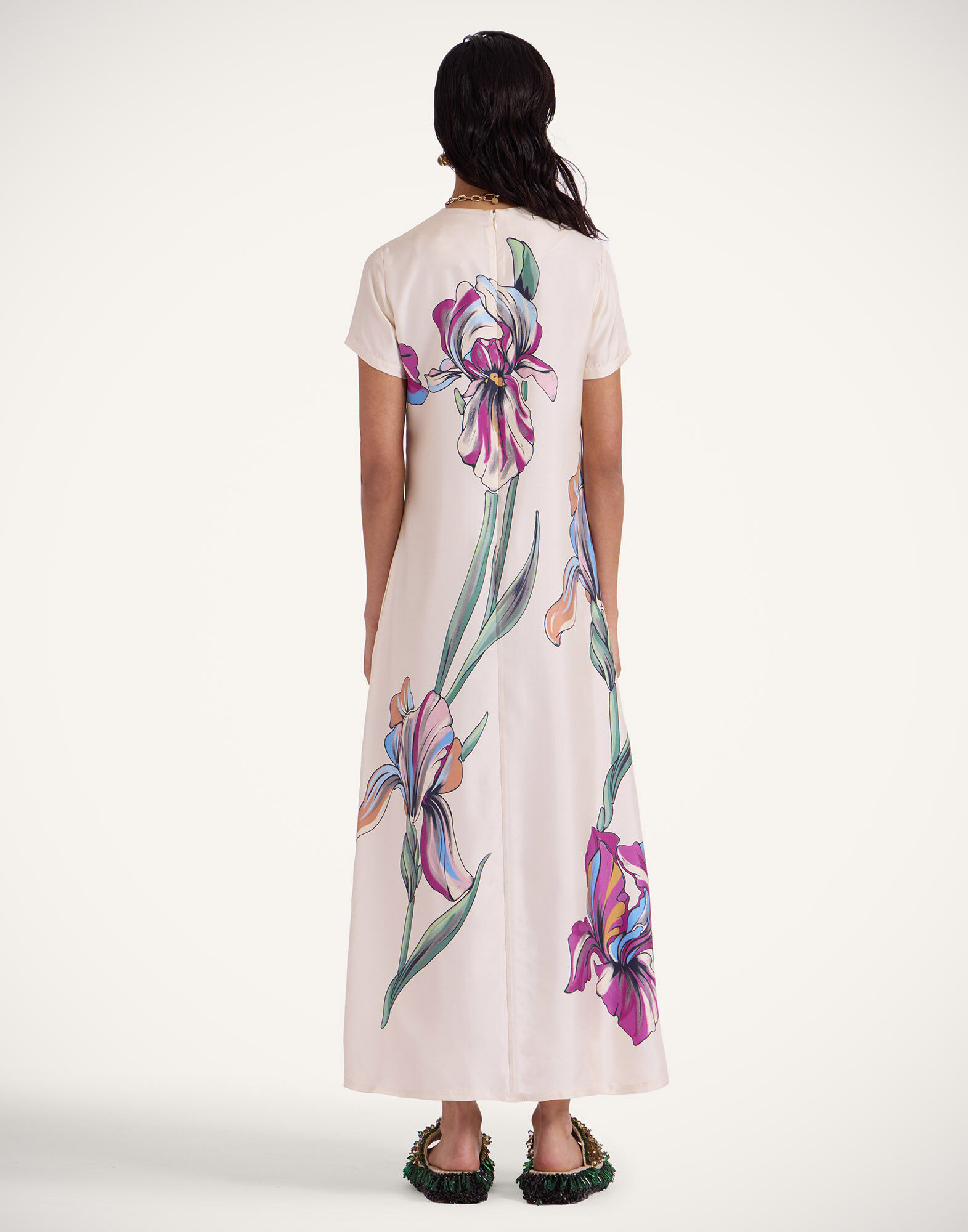 La DoubleJ Swing Dress Iris Plac&eacute;e Ivory DRE0128SIL006IRS07WH04